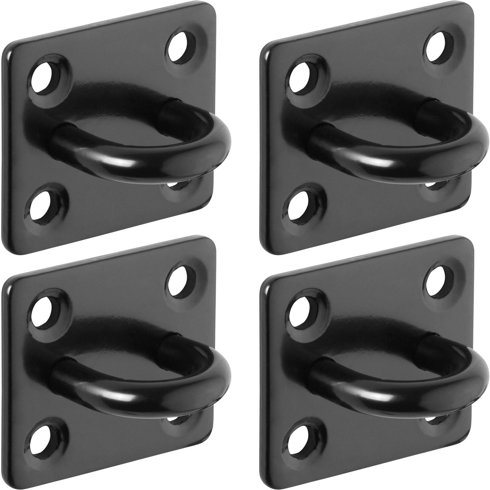 SO-TECH® Montagezubehör Befestigungs- und Zurröse für Sonnensegel, Sandsack, Seilzug (4 St), 35 x 30 mm Ankerplatte aus V2A Edelstahl SS304 schwarz