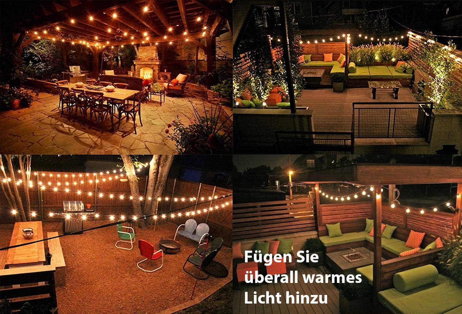 G40 IP65 Außen Warmweiß 30Glühbirne Lichterkette GlobaLink 12,2M Lichterkette,