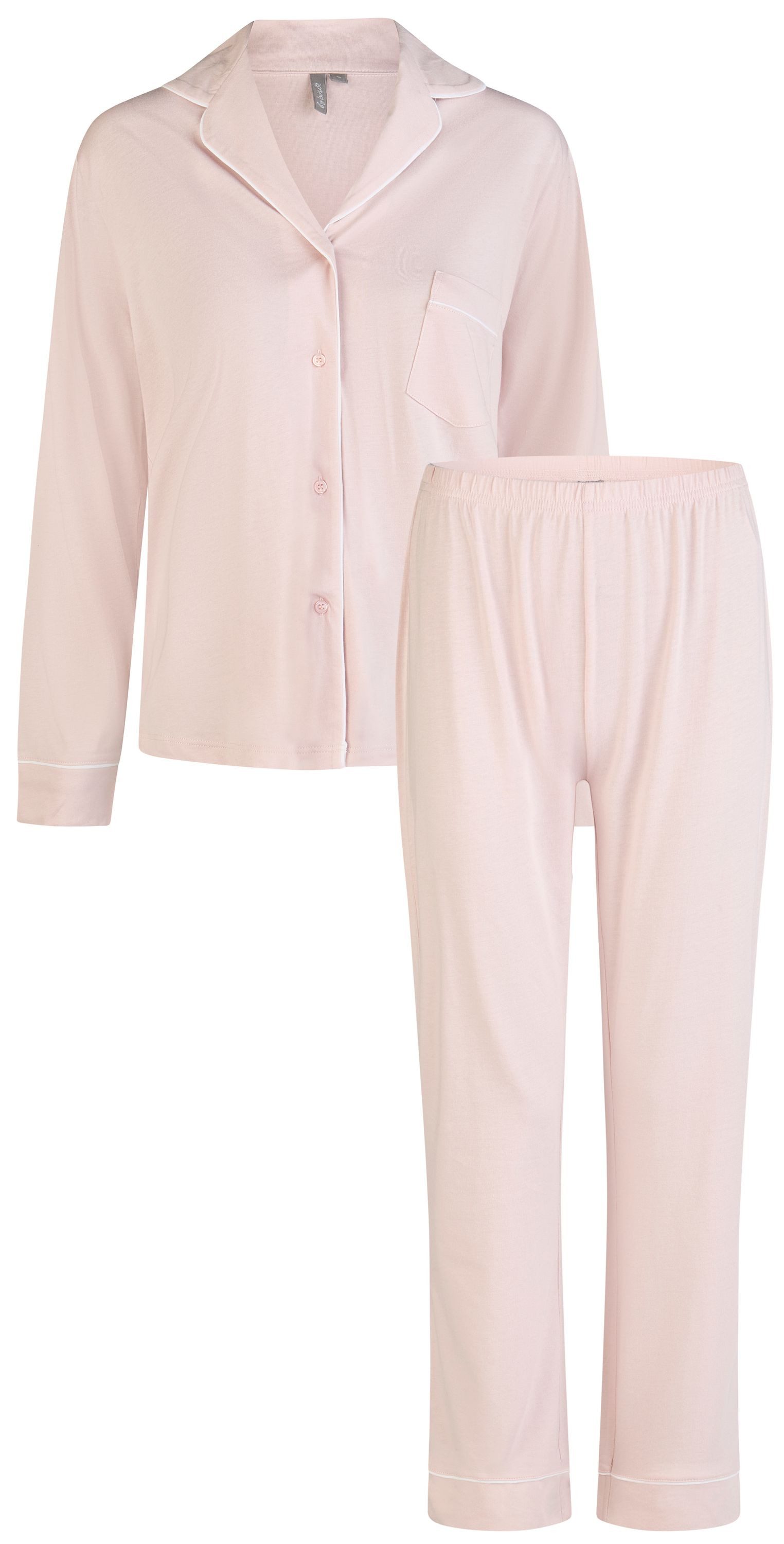 By Louise Schlafanzug Sleep Chic (Set, 2 tlg., 2-teilig) Damen Pyjama Button Down Langarm geknöpft