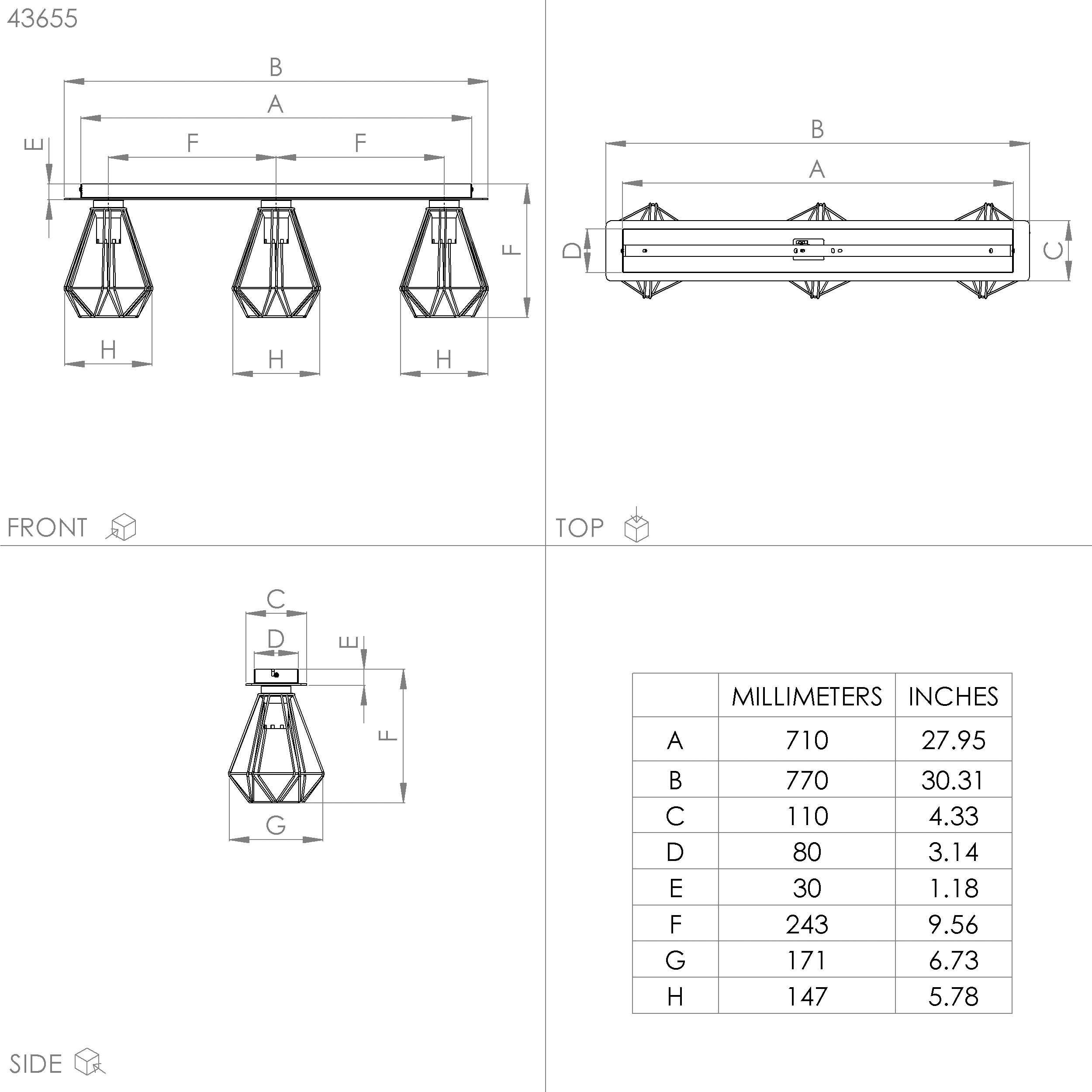 EGLO Deckenleuchte TARBES Leuchtmittel, exkl. ohne Stahl in messing schwarz - - Deckenleuchte und aus 2, 40W wechselbar, E27 Leuchtmittel