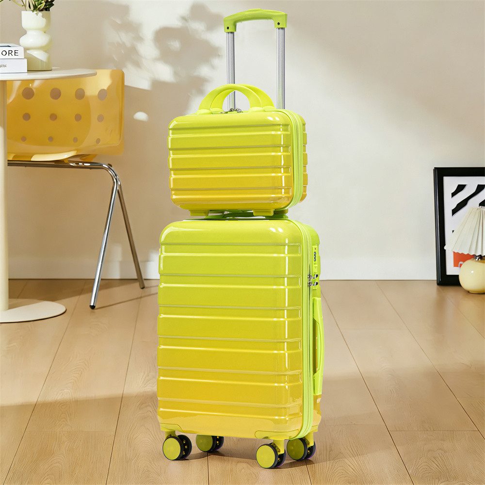 REDOM Kofferset Spinner-Kofferset, 4 Rollen, (mit Seitenhandgriffen, Schutzfüßen – Integriertes Zahlenschloss & 14" Kosmetiktasche, 2 tlg)