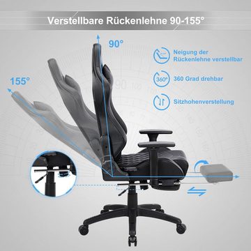 SeedWave Gaming-Stuhl PU Leder Game Stuhl mit Massagefunktion, Chefsessel Bürostuhl bis180kg, Ergonomischer Computerstuhl mit verstellbare Armlehnen
