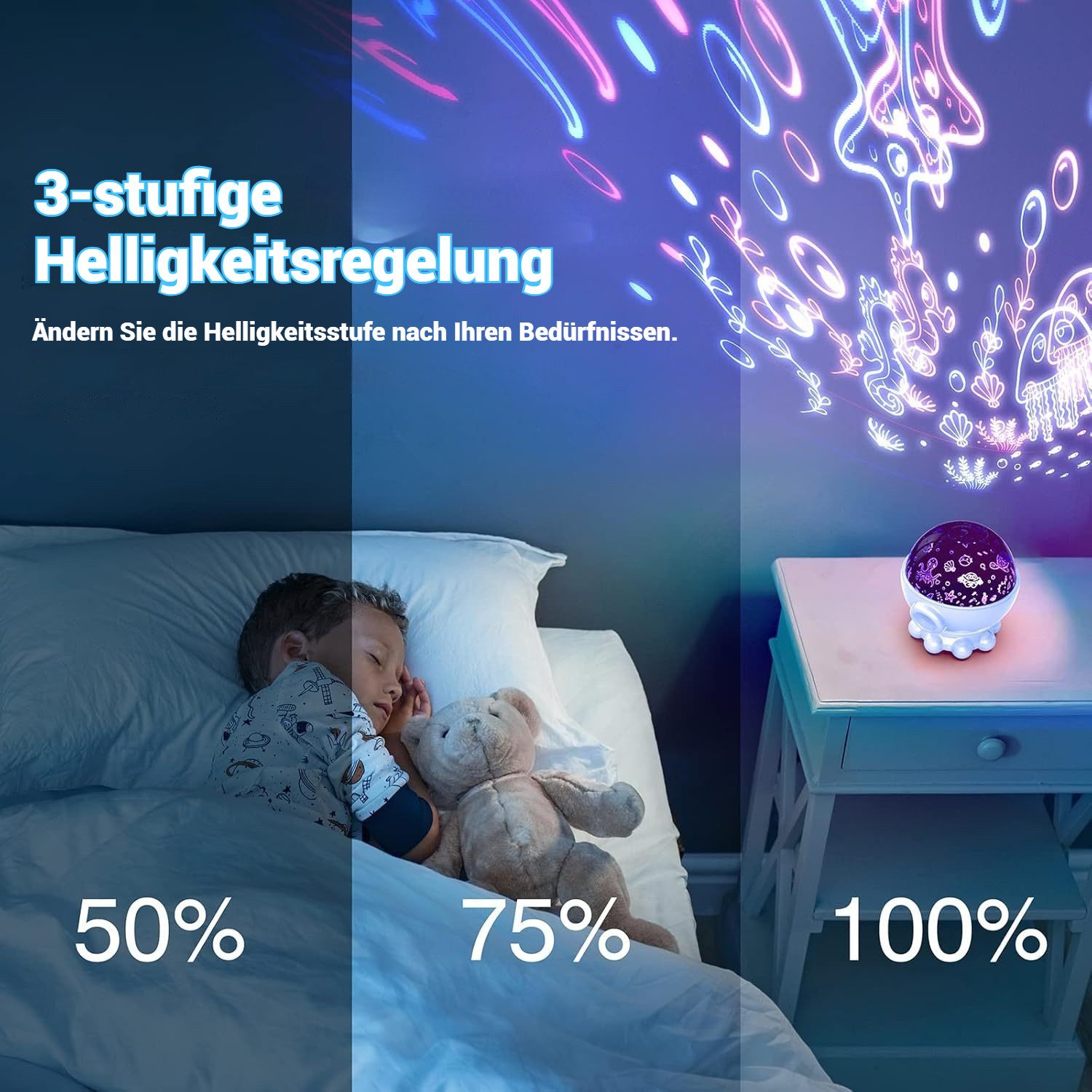 VIVIHEYDAY LED-Sternenhimmel Sternenhimmel Projektor Kinder, Rotierendes LED Sternenlicht Lampe, Nachtlicht Baby mit Timer 17 Lichteffekte Galaxy Projector, für – Bild 4 von 5