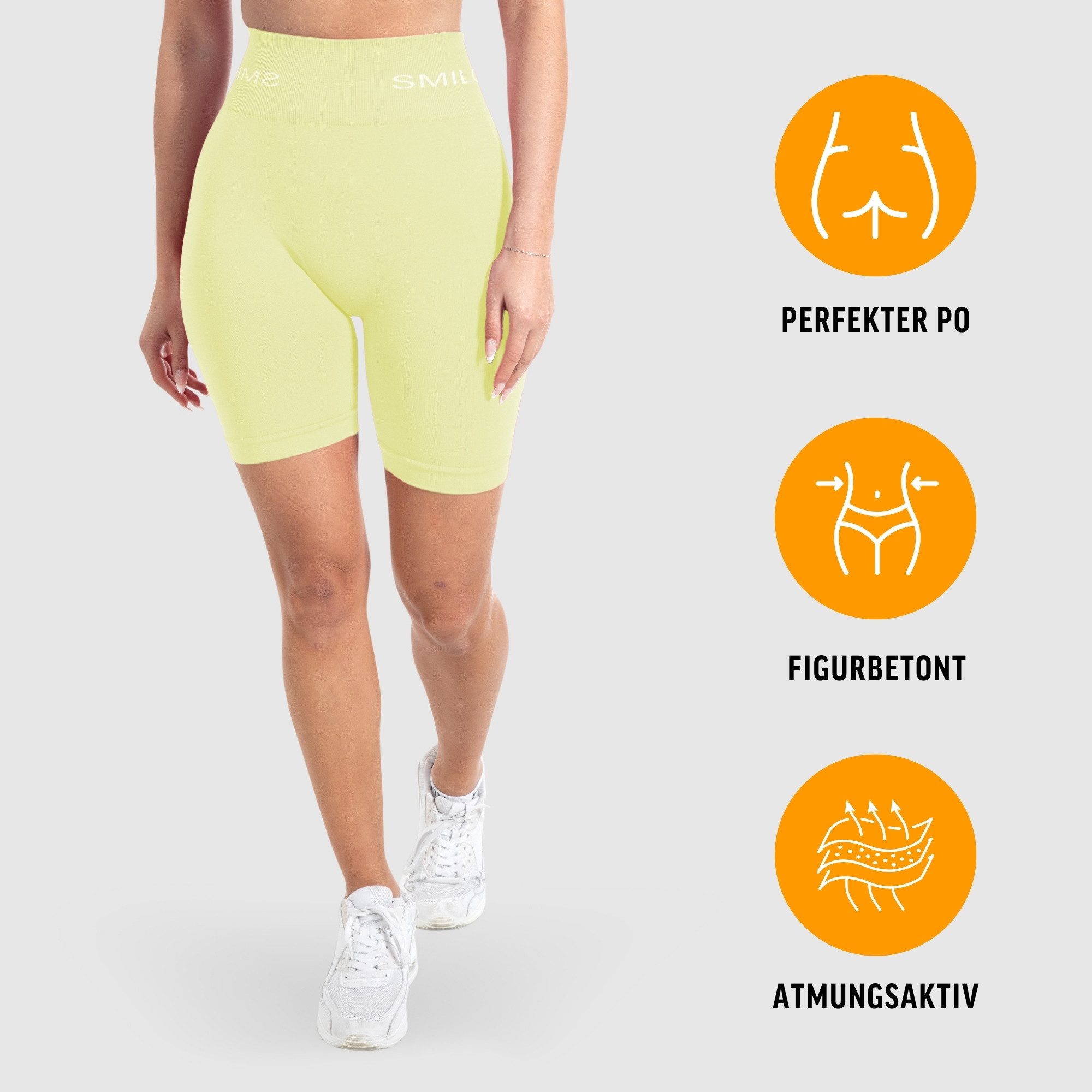 Smilodox Shorts Azura, Seamless Booty Scrunch Radlerhose mit Schriftzug Yog günstig online kaufen
