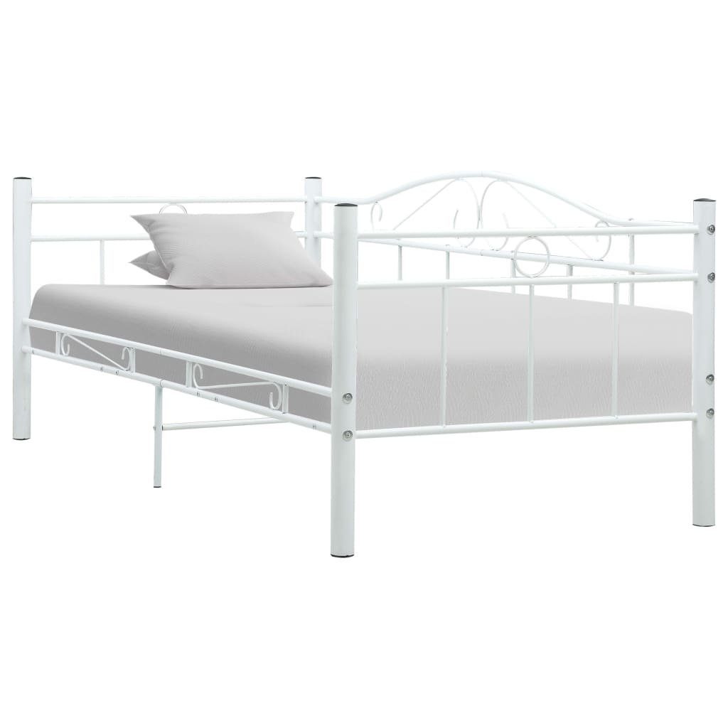 furnicato Bettgestell Tagesbett-Rahmen Weiß Metall 90×200 günstig online kaufen