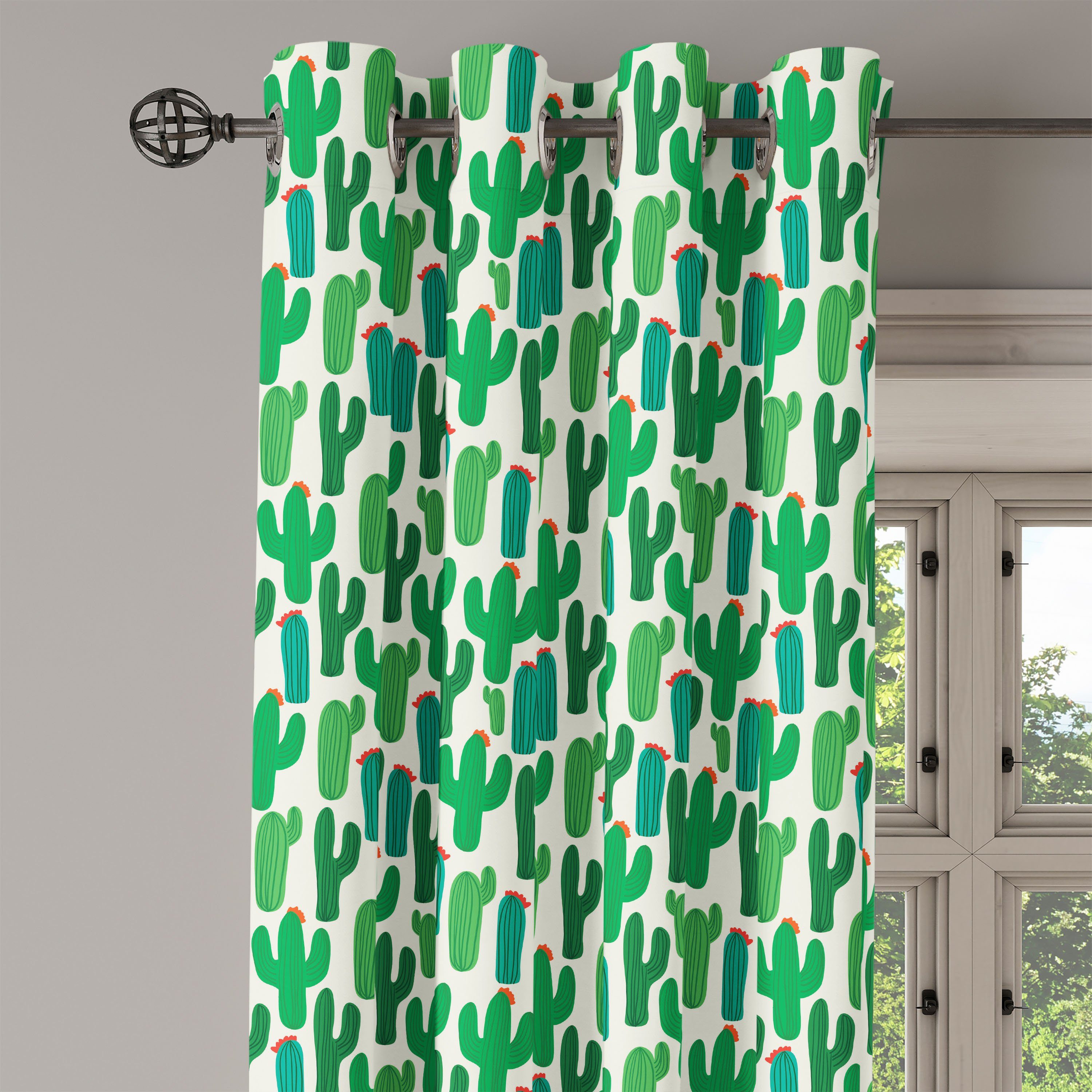 Nature Exotisch Wohnzimmer, 2-Panel-Fenstervorhänge Dekorative Design Abakuhaus, Floral für Schlafzimmer Gardine Themed