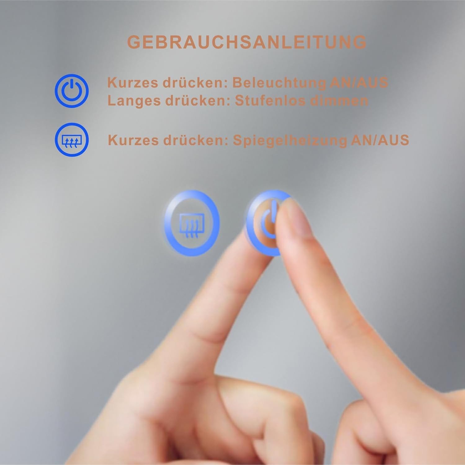 AQUALAVOS Badspiegel LED Badspiegel mit Beleuchtung Kaltweiß 50x70 80x60 100x70cm Dimmbar, Kaltweiß Touchschalter Wandspiegel Horizontal & vertikal montierbar – Bild 5 von 5