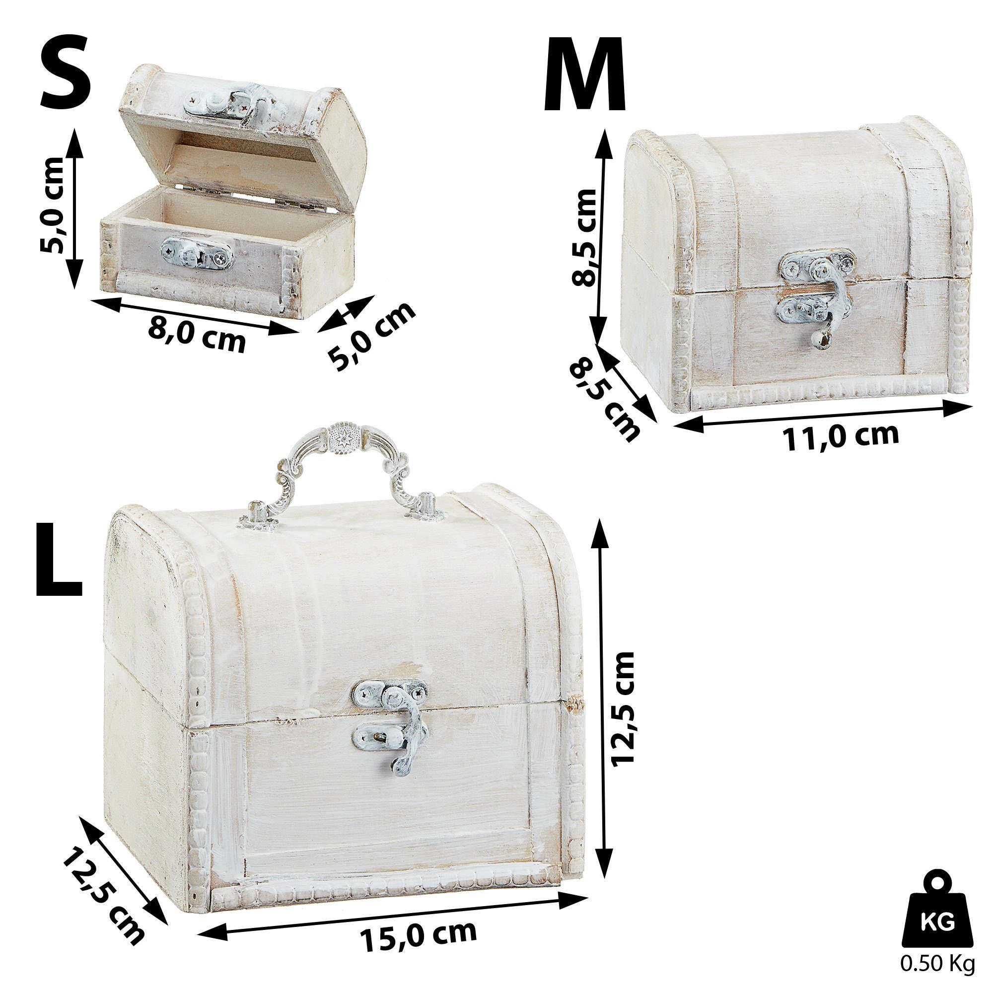 CEPEWA Truhe Truhenset mit Henkeln 3er weiß Kisten 3 Größen Truhen Schatzki günstig online kaufen