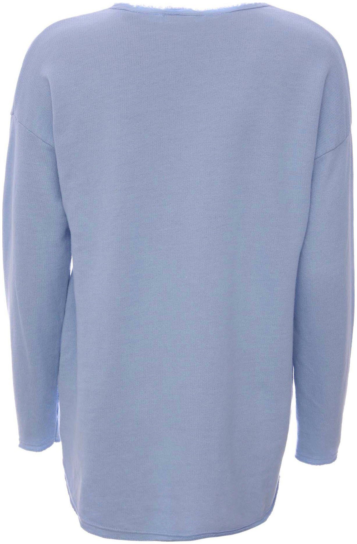 Zwillingsherz Sweatshirt ausgefranster V-Ausschnitt, Vintage Look, Langarm – Bild 4 von 5