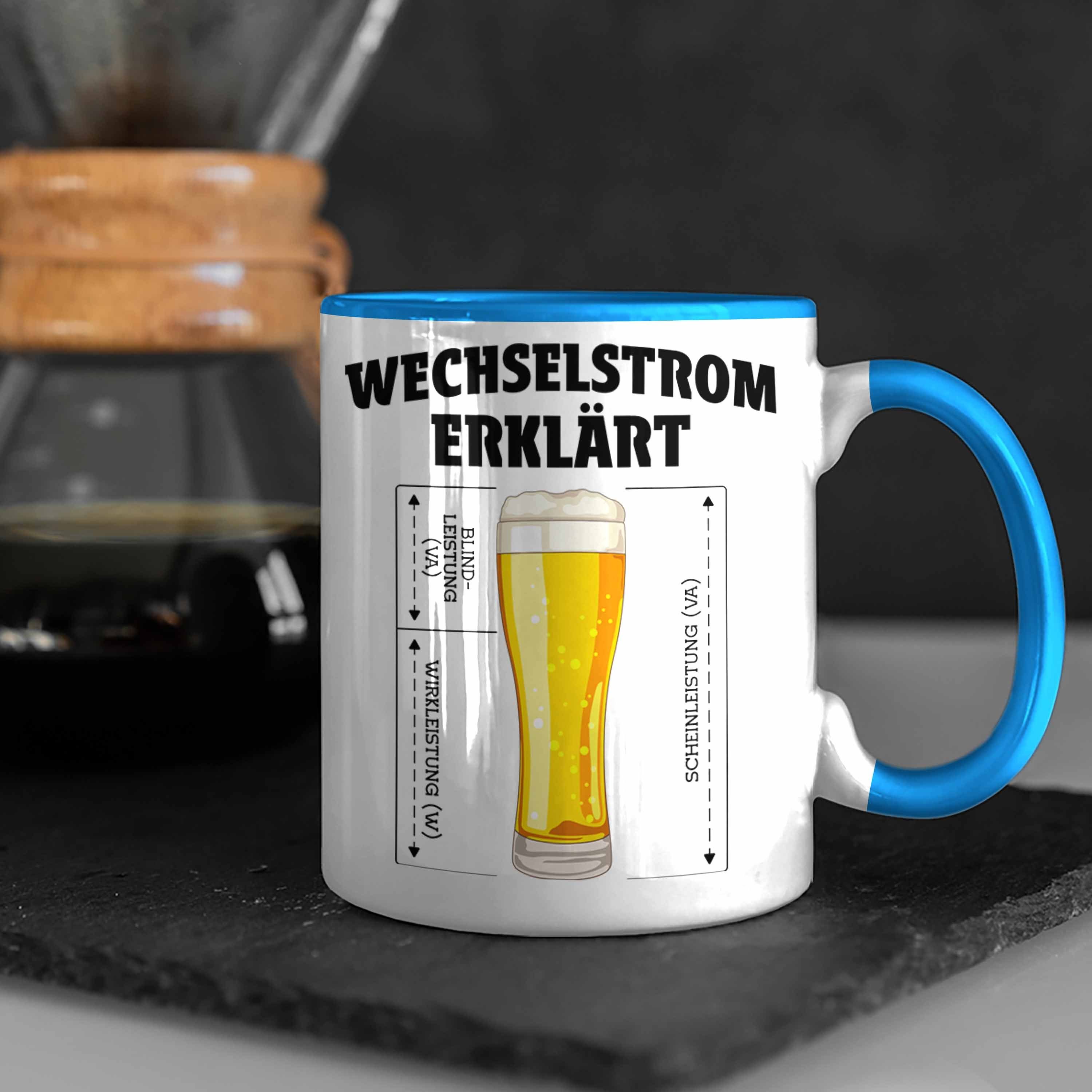 Trendation Tasse Trendation Gadget Tasse - Tassen Spruch Lustig Geschenke Geschenk Blau Kaffeebecher Männer Elektriker