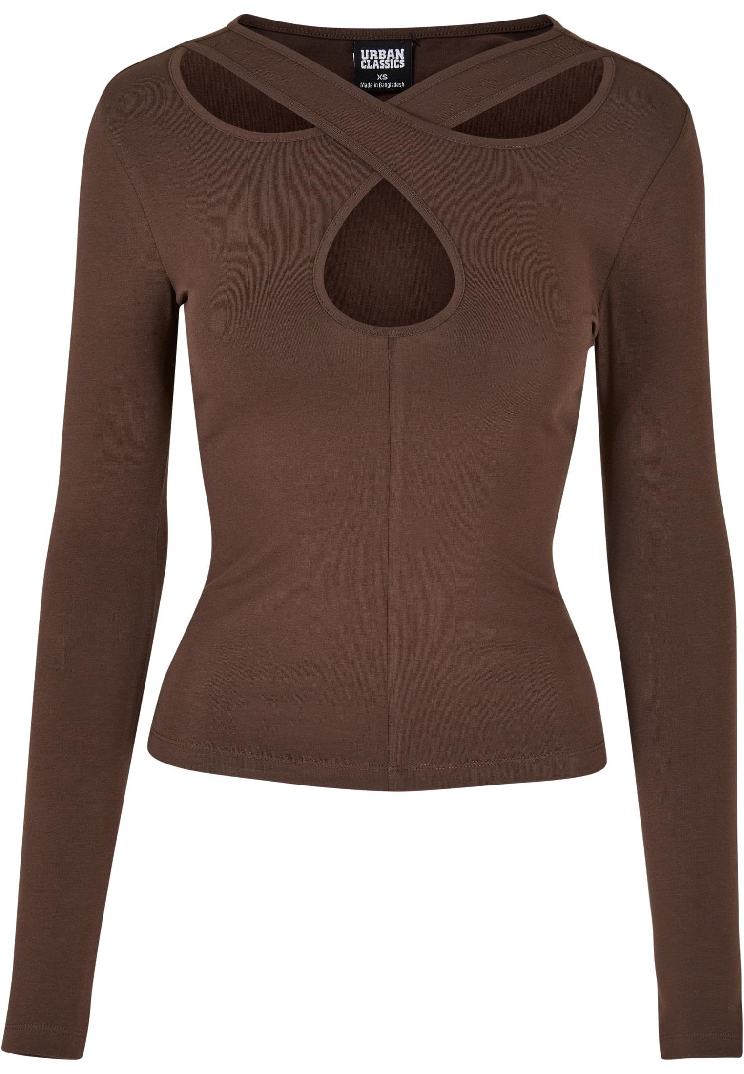 URBAN CLASSICS Langarmshirt Urban Classics Damen Ladies Crossed Cut Out Longsleeve (1-tlg)
