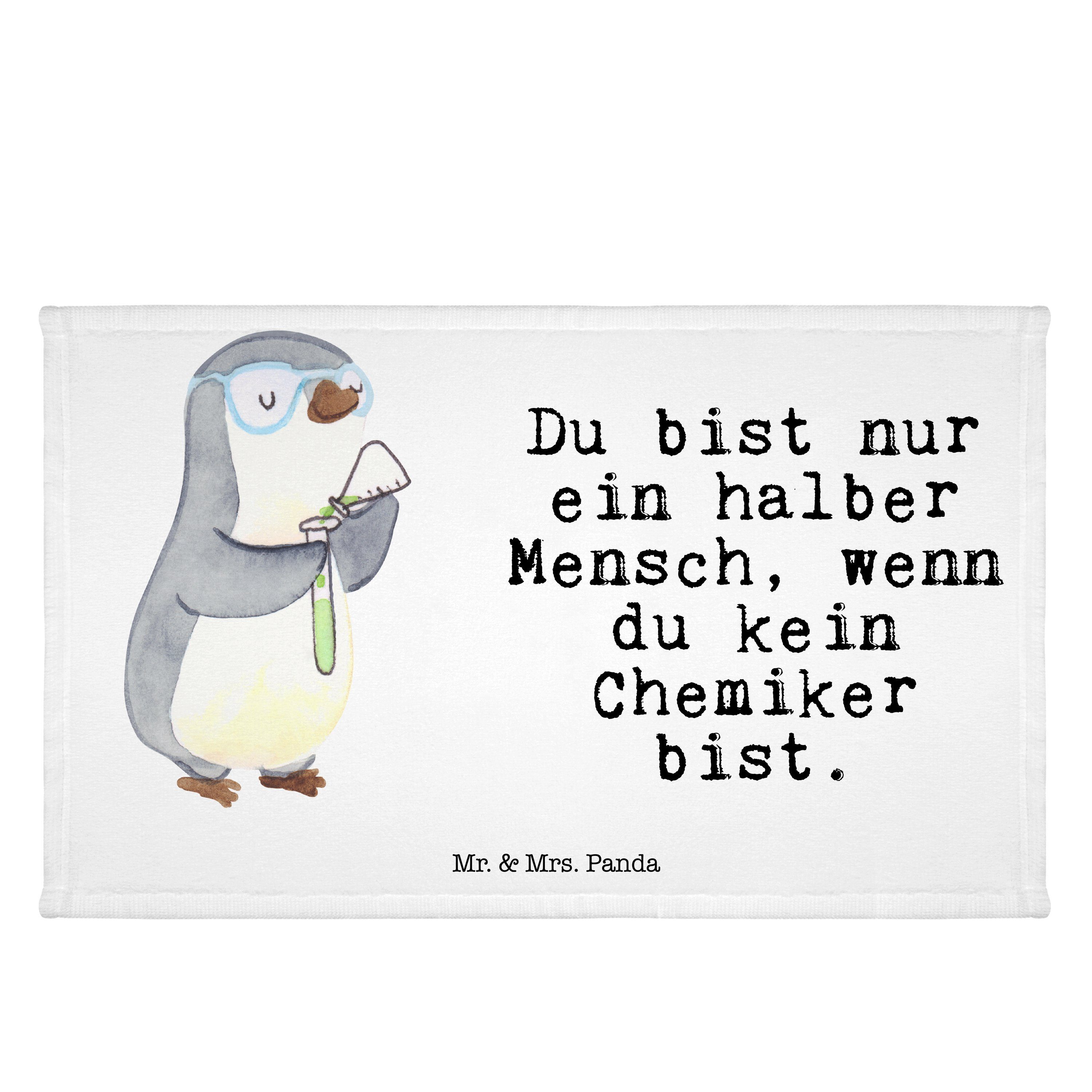 Mr. & Mrs. Gästetuch, Herz Chemiker (1-St) Panda Handtuch - Weiß Geschenk, - mit Wissensc, Mitarbeiter