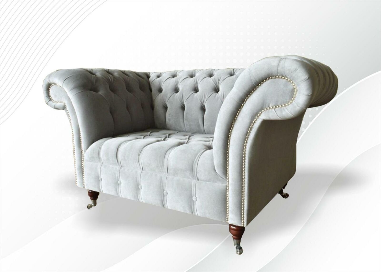 Couch Chesterfield Textil Sofa Couchen Sitzer Grau Polster 1,5 Chesterfield-Sessel, JVmoebel Sessel