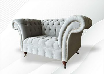 JVmoebel Chesterfield-Sessel, Sessel Couch Polster Sofa Textil Chesterfield Couchen 1,5 Sitzer Grau