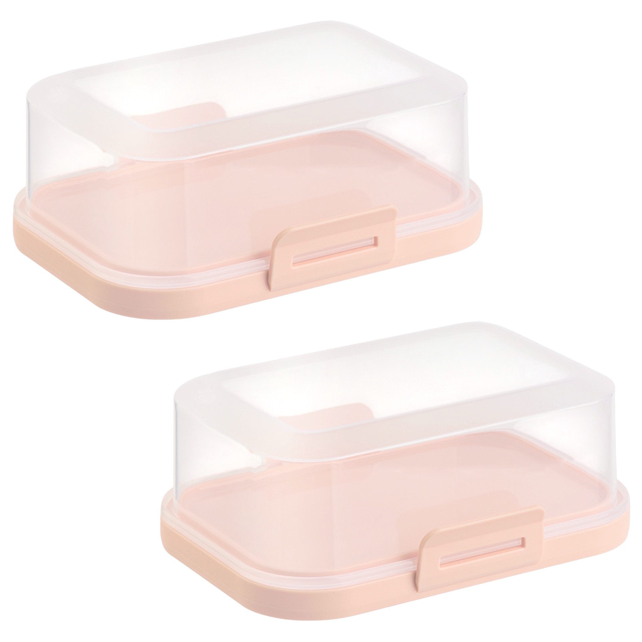 Engelland Butterdose Stapelbare Butter-/Käsedose, Kunststoff, (Vorteils-Set, 2-tlg., mit sicherem Klickverschluss), stapelbar, platzsparend, Ordnung im Kühlschrank, BPA-Frei, Mehrzweck