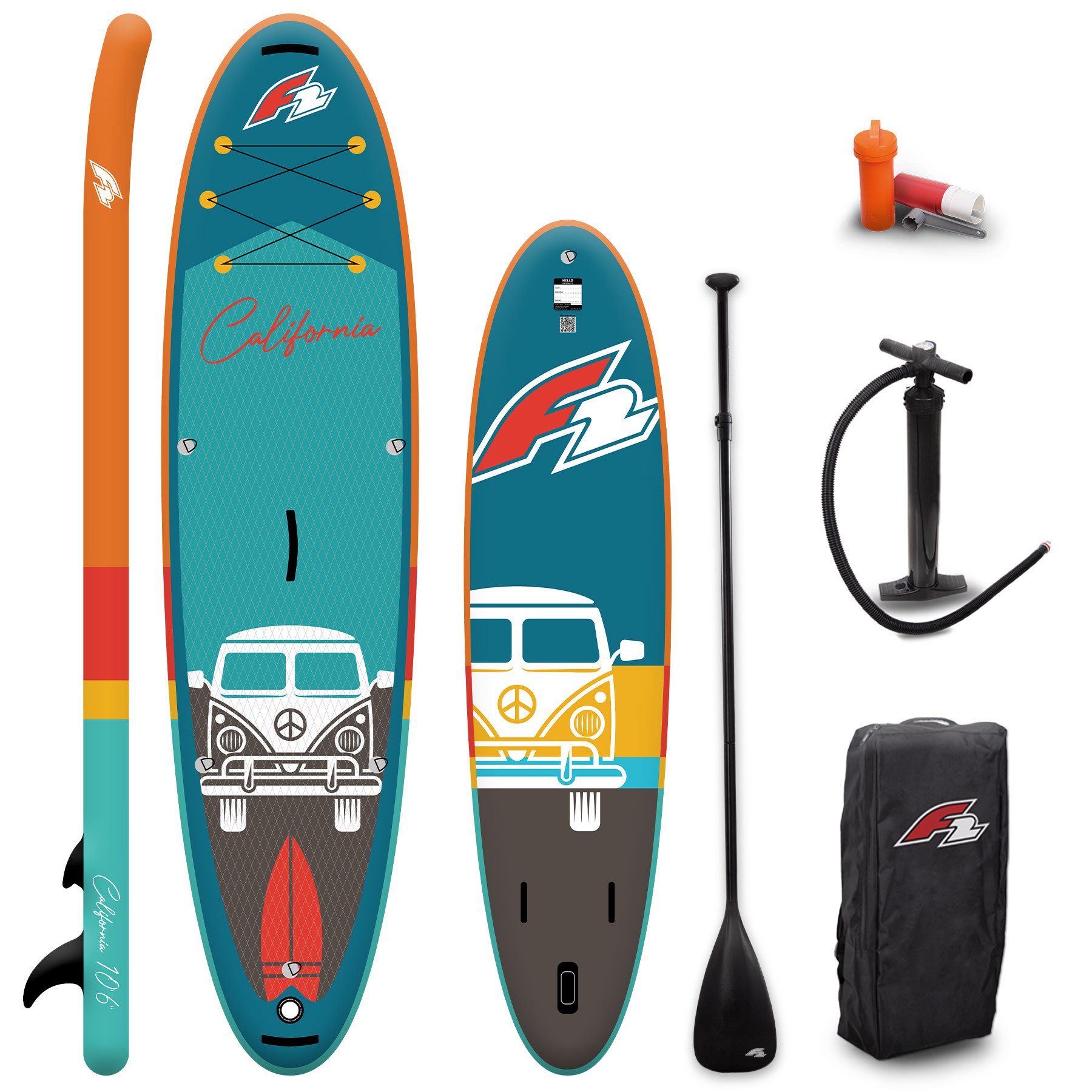 F2 SUP-Board F2 Stand Up Paddle Board CALIFORNIA - HFT SUP Größe wählbar Türkis, Stand up paddle board