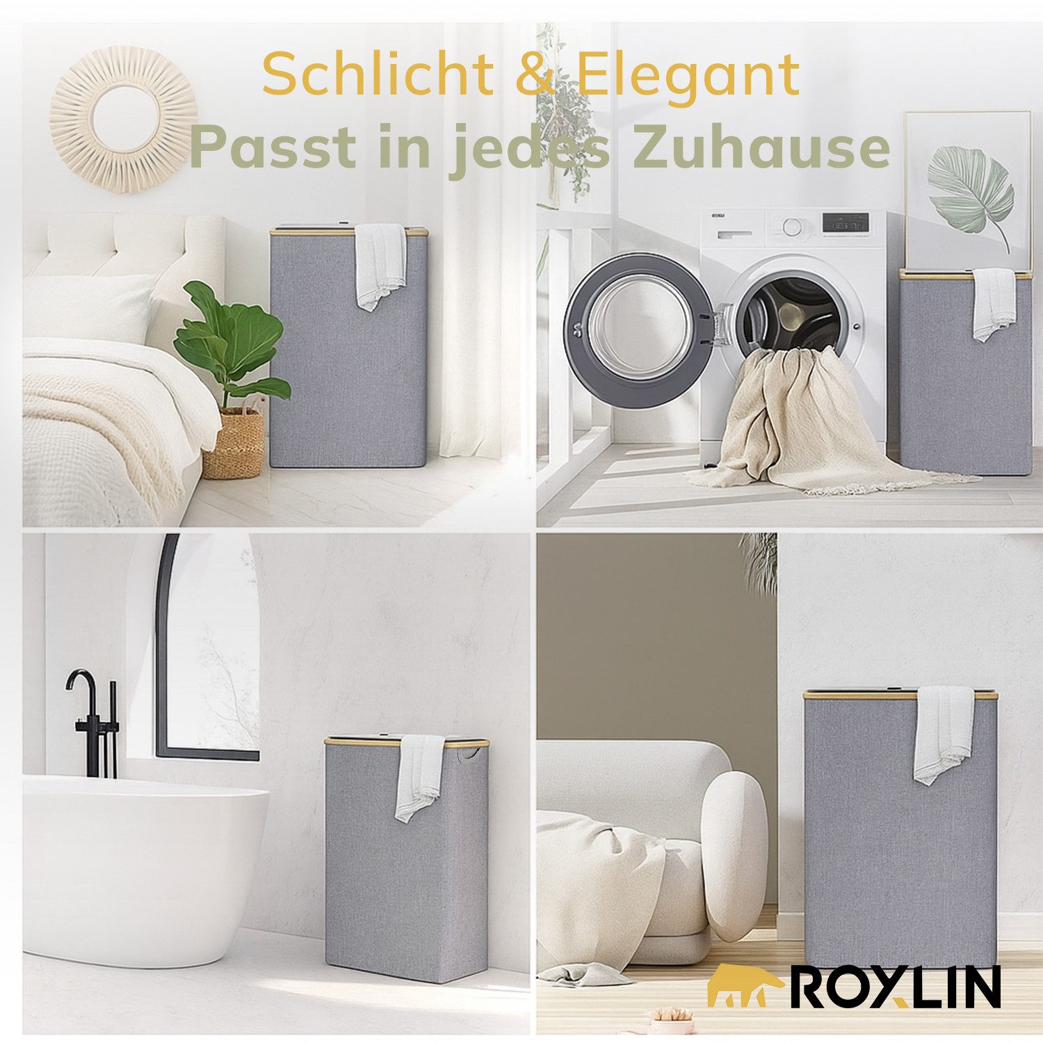 Roxlin Wäschekorb Wäschekorb 100L mit Deckel günstig online kaufen