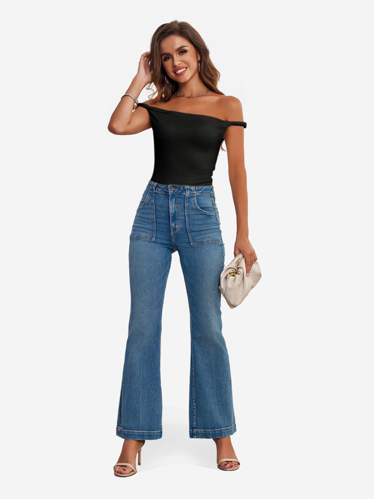 Imily Bela Trägertop Damen-Top Tailliert mit Knoten-Trägerdesign (Packung, 1-tlg., 1per-Pack) Y2K Stil