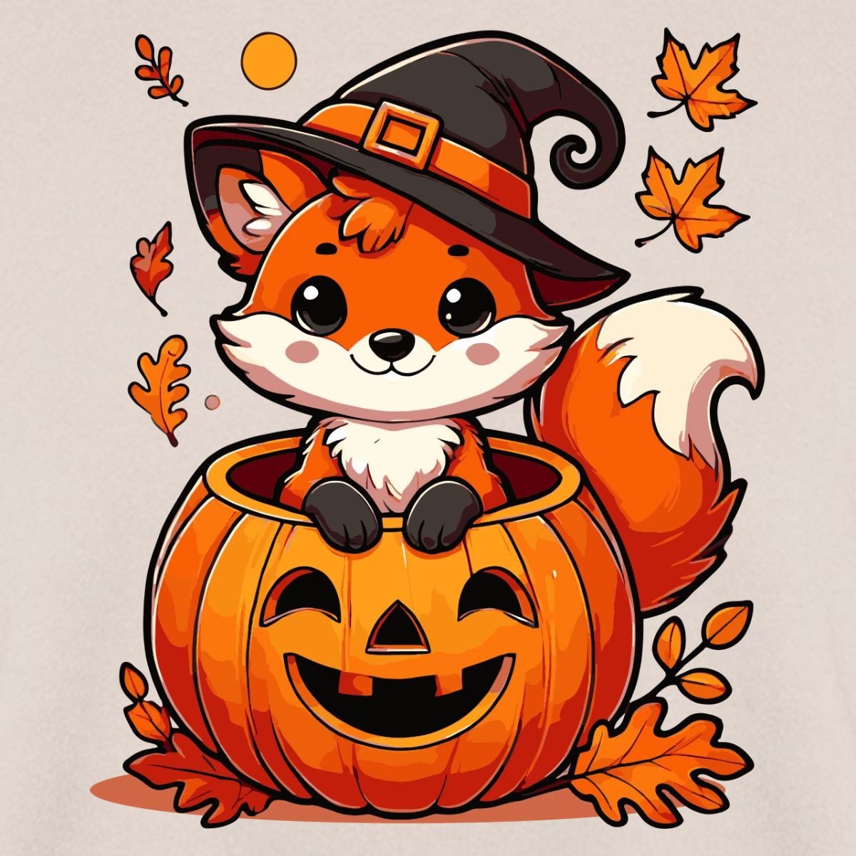 Spreadshirt Sweatshirt Süßer Halloween Fuchs Im Kürbis Mit Hexenhut Unisex Pullover (1-tlg)