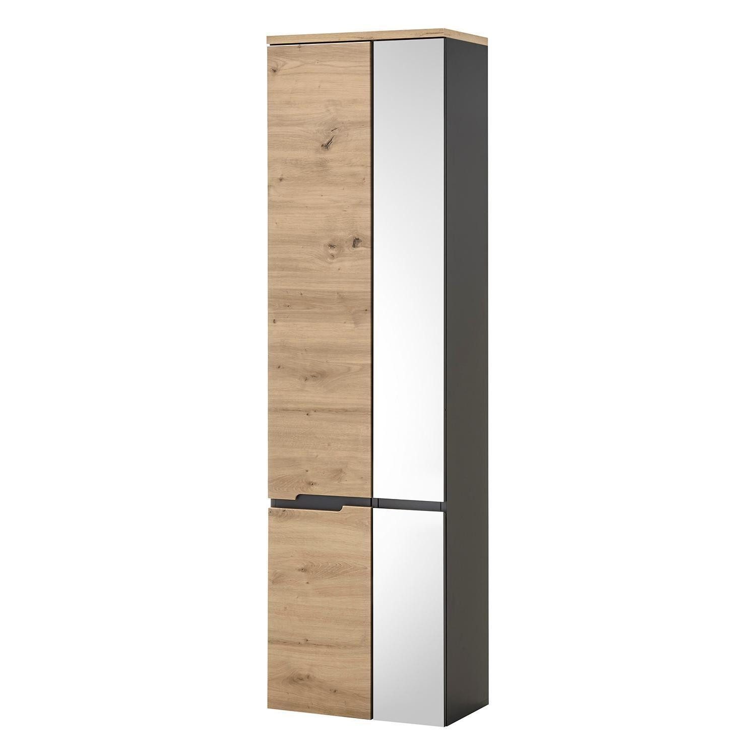 Bega Consult Hochschrank MEMPHIS, Artisan Eiche Dekor, Grau matt, 1 Tür, 1 Spiegeltür, B 50 x H 176 x T 31 cm