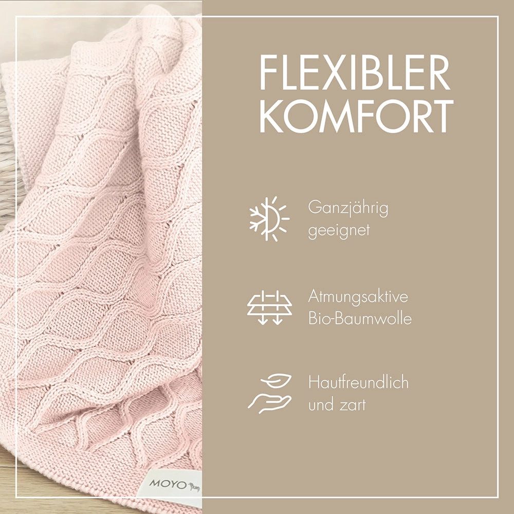 Babydecke Wellen-Struktur "Sanftes Rosenholz", Moyo, Kuscheldecke zart zur Haut