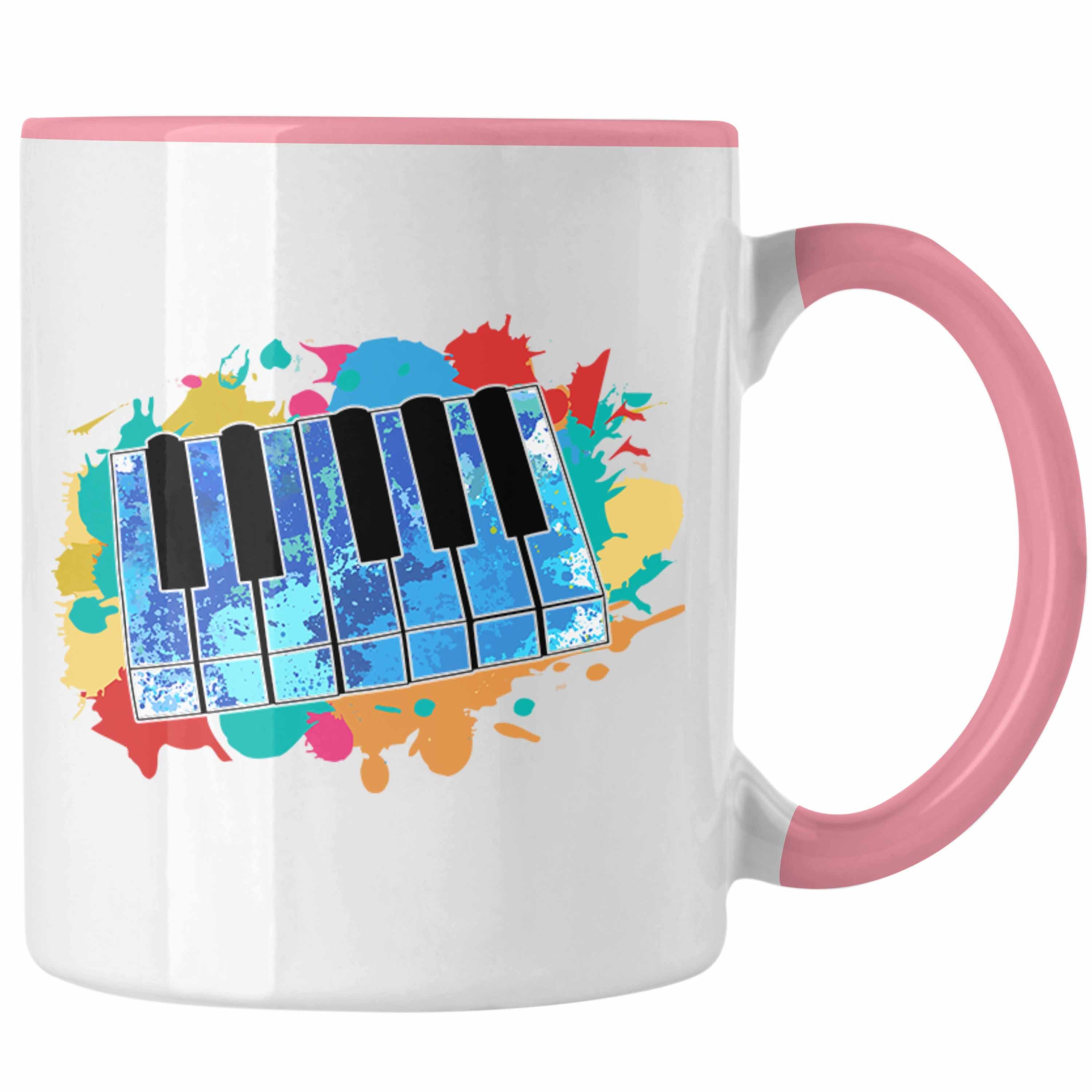 Trendation Tasse Keyboard Spieler Tasse Geschenk für Keyboarder Musiker Band Geschenkid Rosa