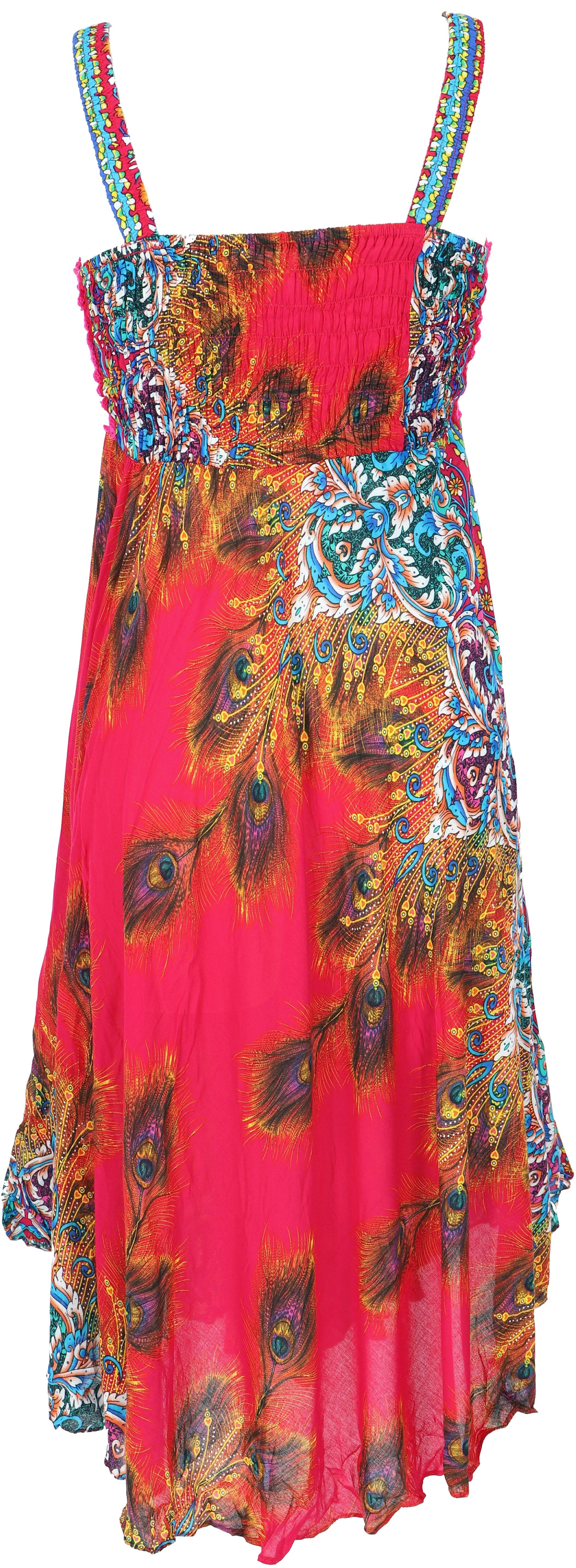Guru-Shop Midikleid Boho Minikleid, Sommerkleid, alternative Bekleidung Krinkelkleid - pink