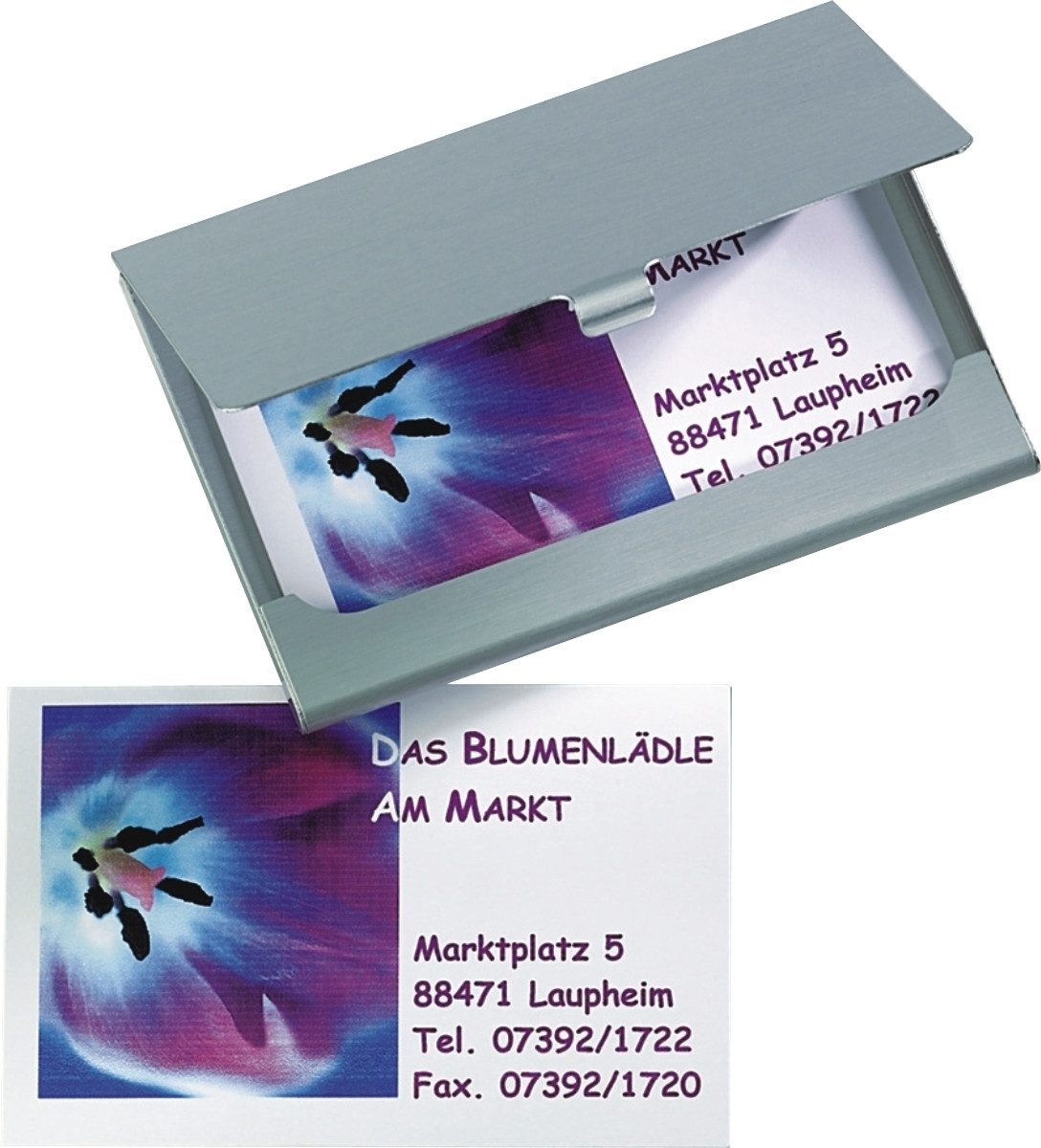 Visitenkartenhülle Visitenkartenetui 91x58mm Alu silber matt.