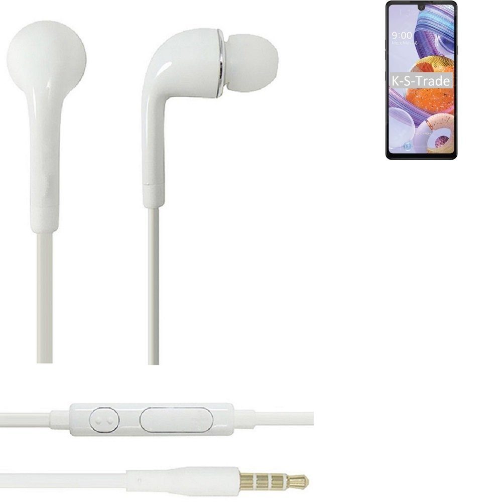K-S-Trade für LG Electronics Stylo Mikrofon u weiß (Kopfhörer Headset 3,5mm) 6 mit In-Ear-Kopfhörer Lautstärkeregler