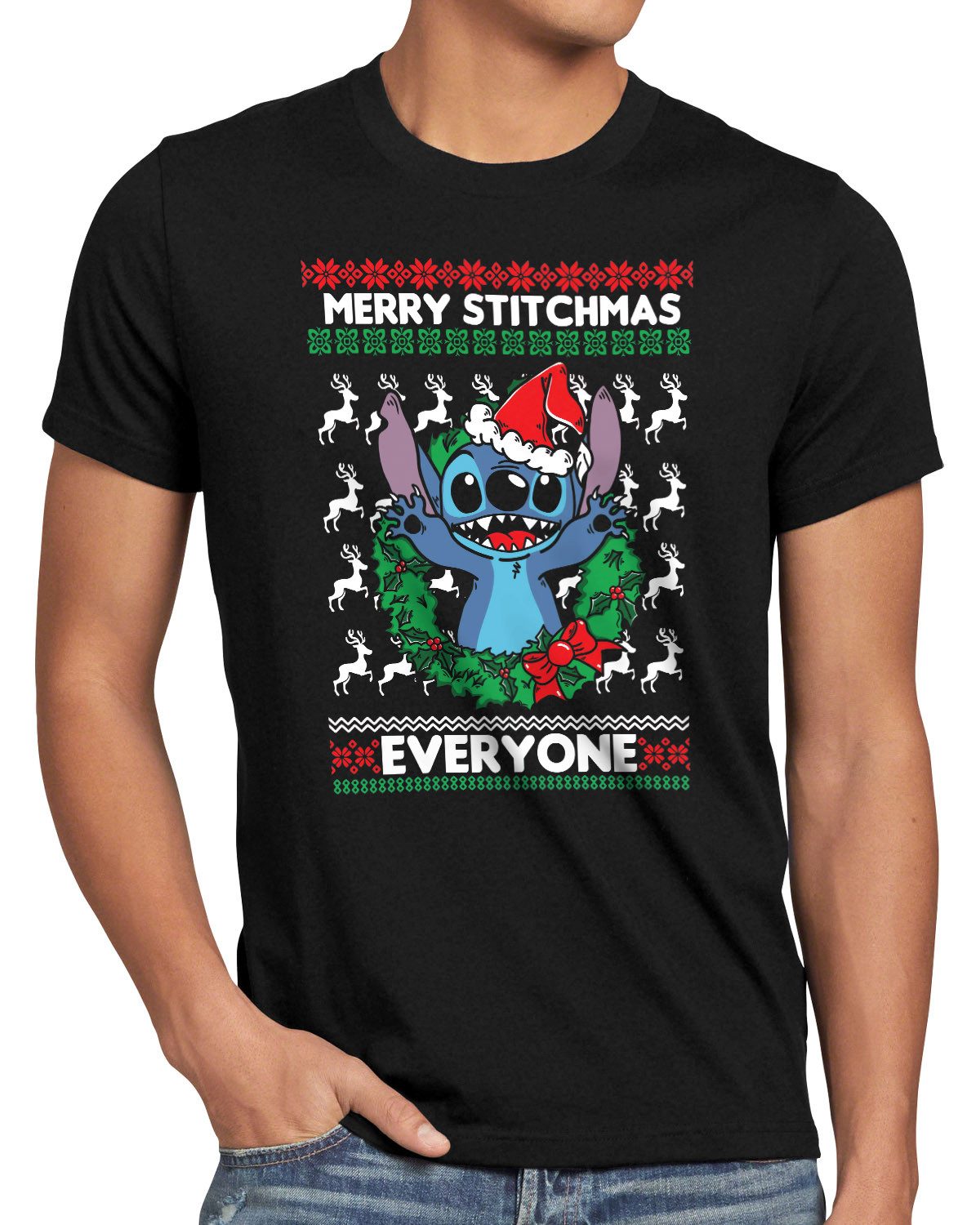 style3 T-Shirt lilo stitch weihnachten merry christmas xmas santa claus snow winter
