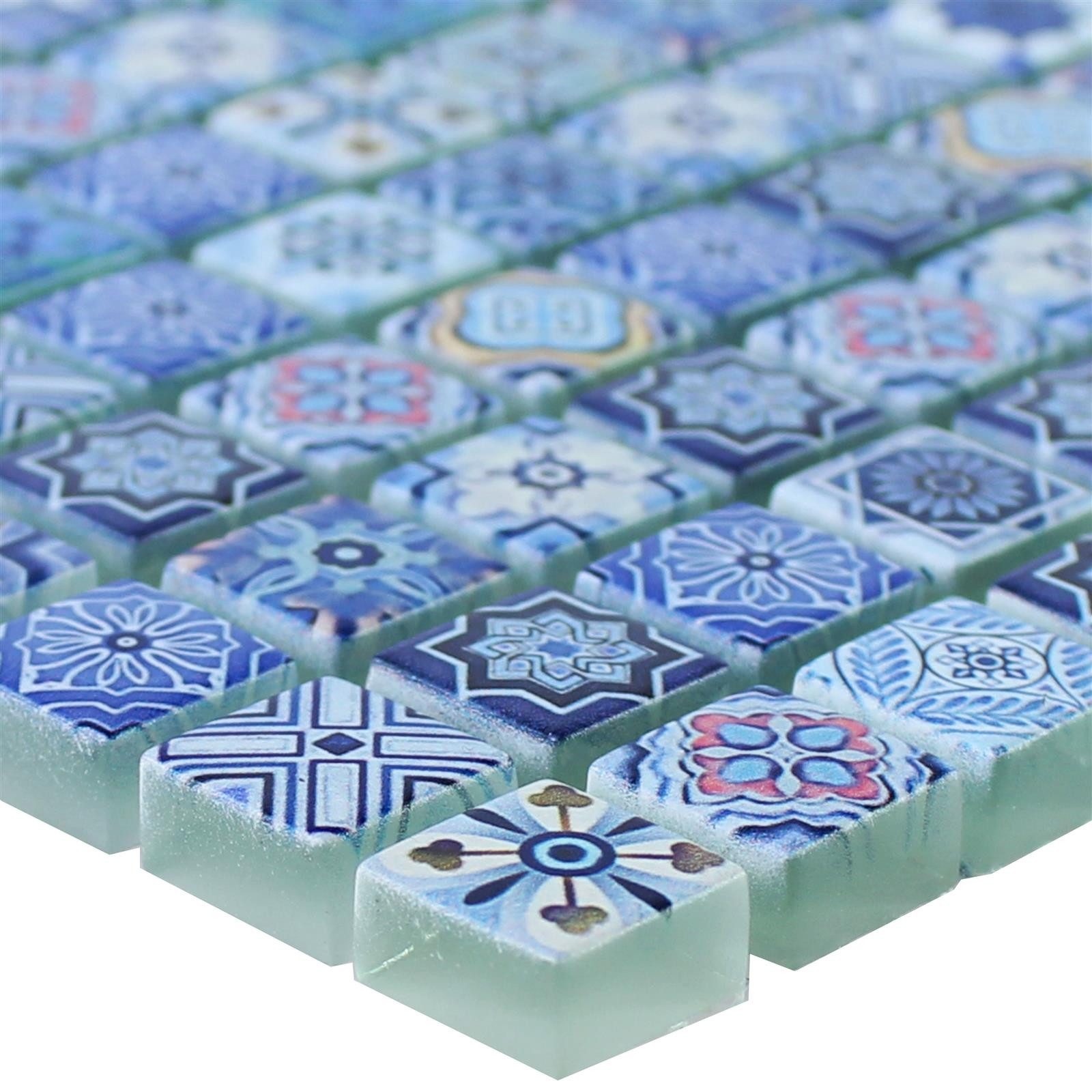 Mosafil Mosaikfliesen Glasmosaik Fliesen Marrakech, Glas 30.000x30.000, blau, Verlegefertig auf ein Netz geklebt - Wasserfest