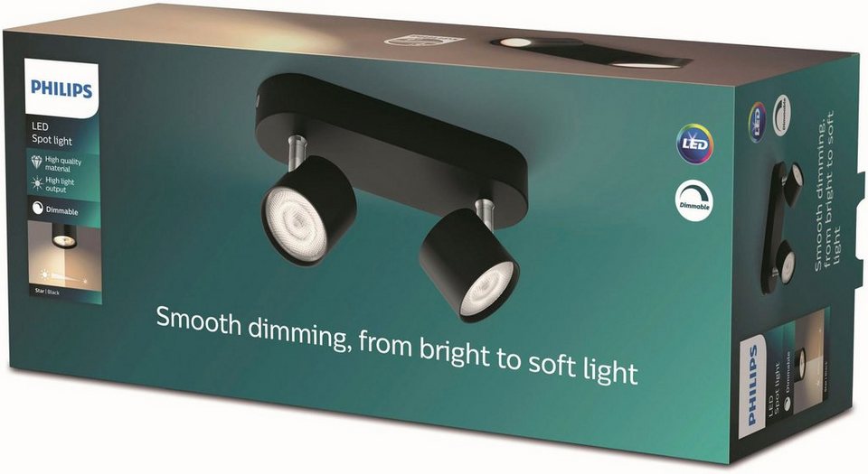 Philips LED Deckenspots Star, Dimmfunktion, LED fest integriert, Warmweiß,  Lange Lebensdauer von bis zu 30 Jahren