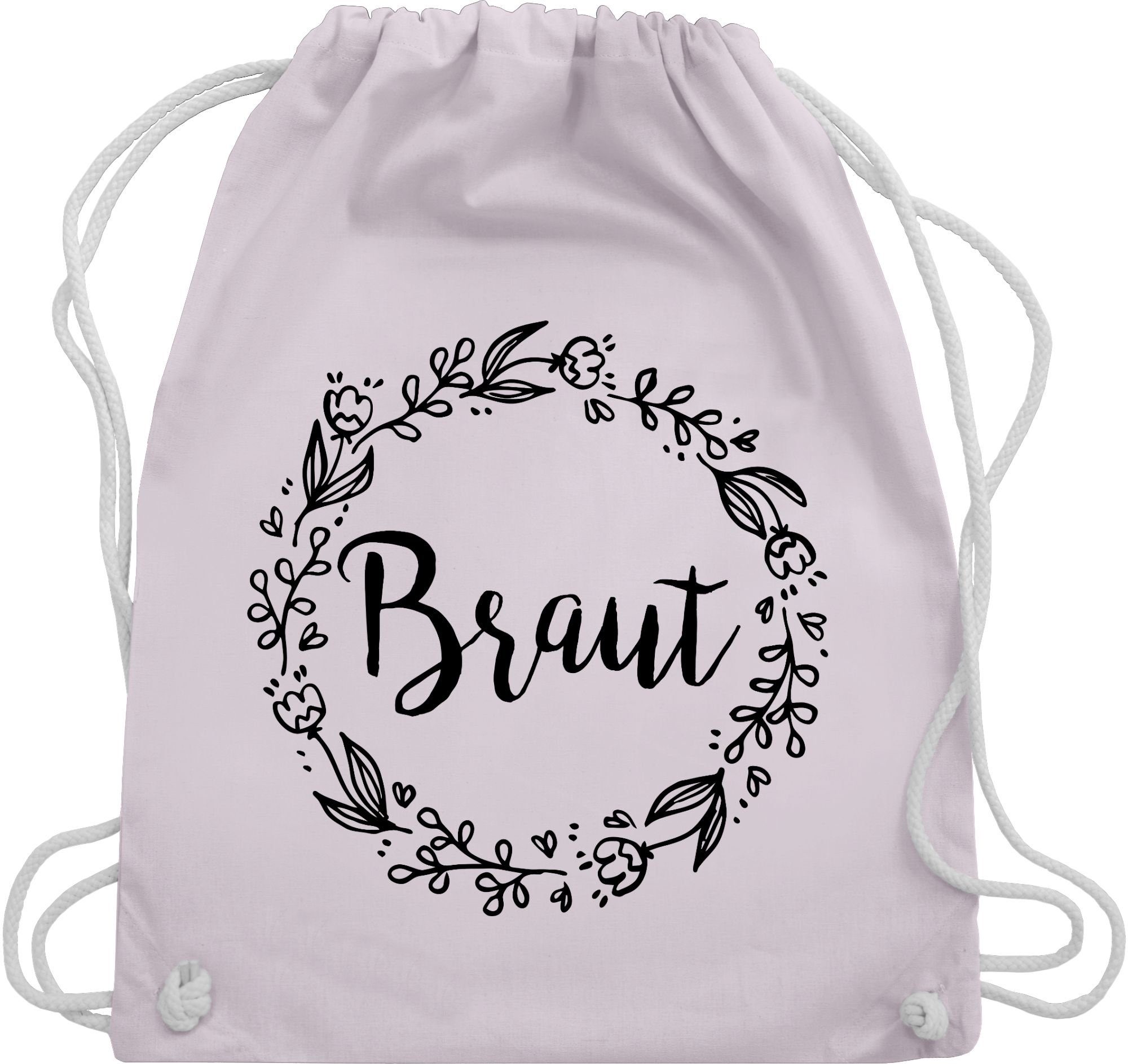 Shirtracer Turnbeutel Braut Blumenkranz schwarz, JGA Junggesellenabschied Frauen