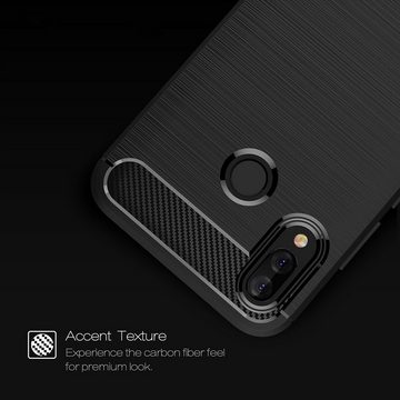 König Design Handyhülle Huawei P20 Lite, Huawei P20 Lite Handyhülle Carbon Optik Backcover Grau