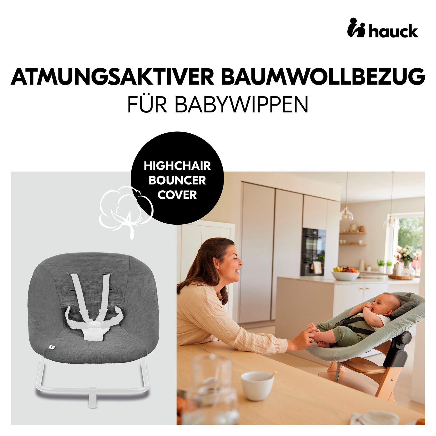 Hauck Kindersitzbezug Schonbezug für Babywippe; Highchair Bouncer Cover, Schonbezug für Babywippe Highchair Bouncer/High Chair Bouncer Eco