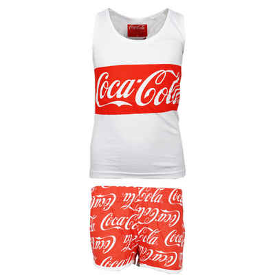 COCA COLA Schlafanzug Coca Cola Mädchen Pyjama Shirt Shorts Gr. 134 bis 164, Baumwolle