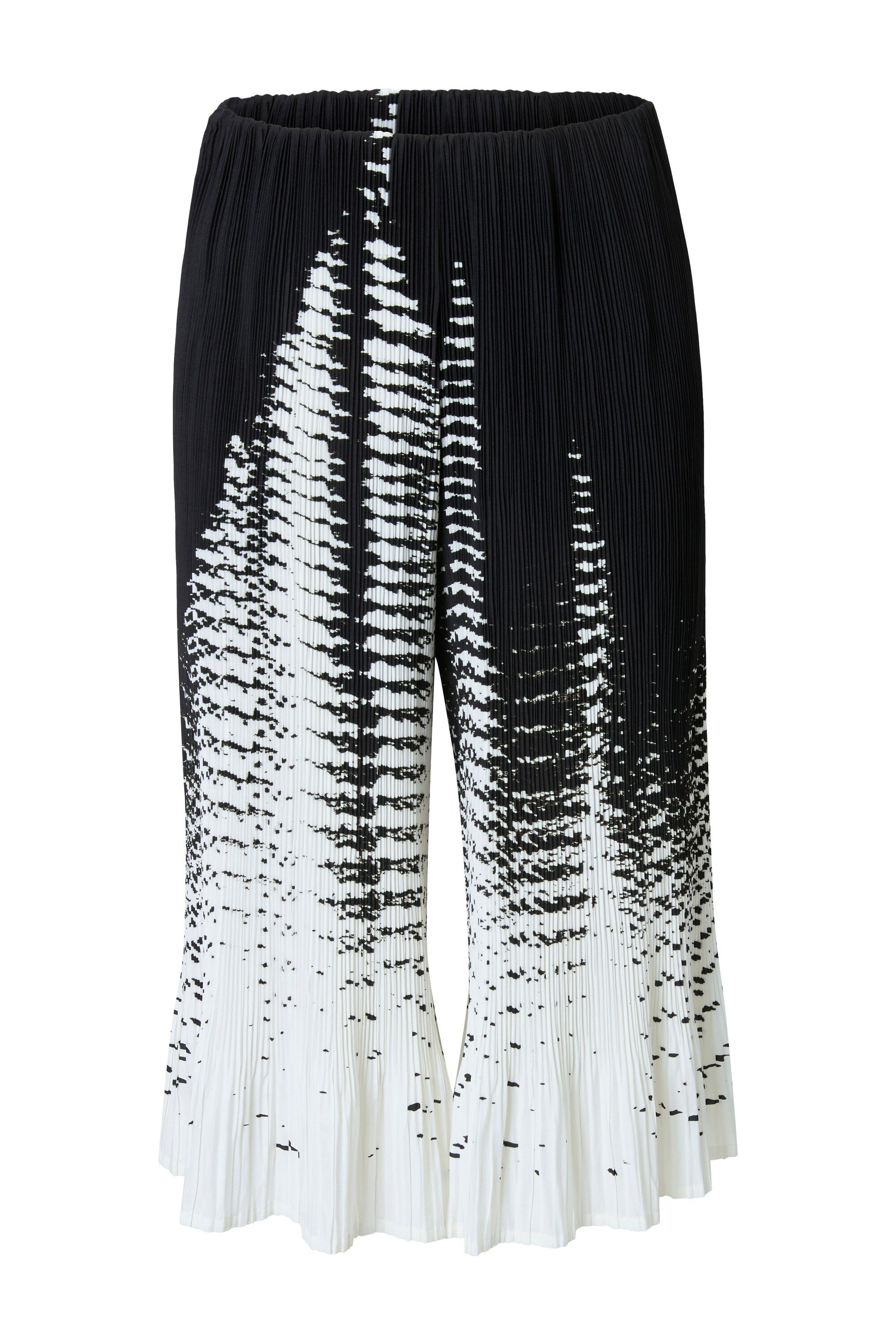 Ulla Popken Schlupfhose Plissee-Culotte bedruckt weites Bein Elastikbund