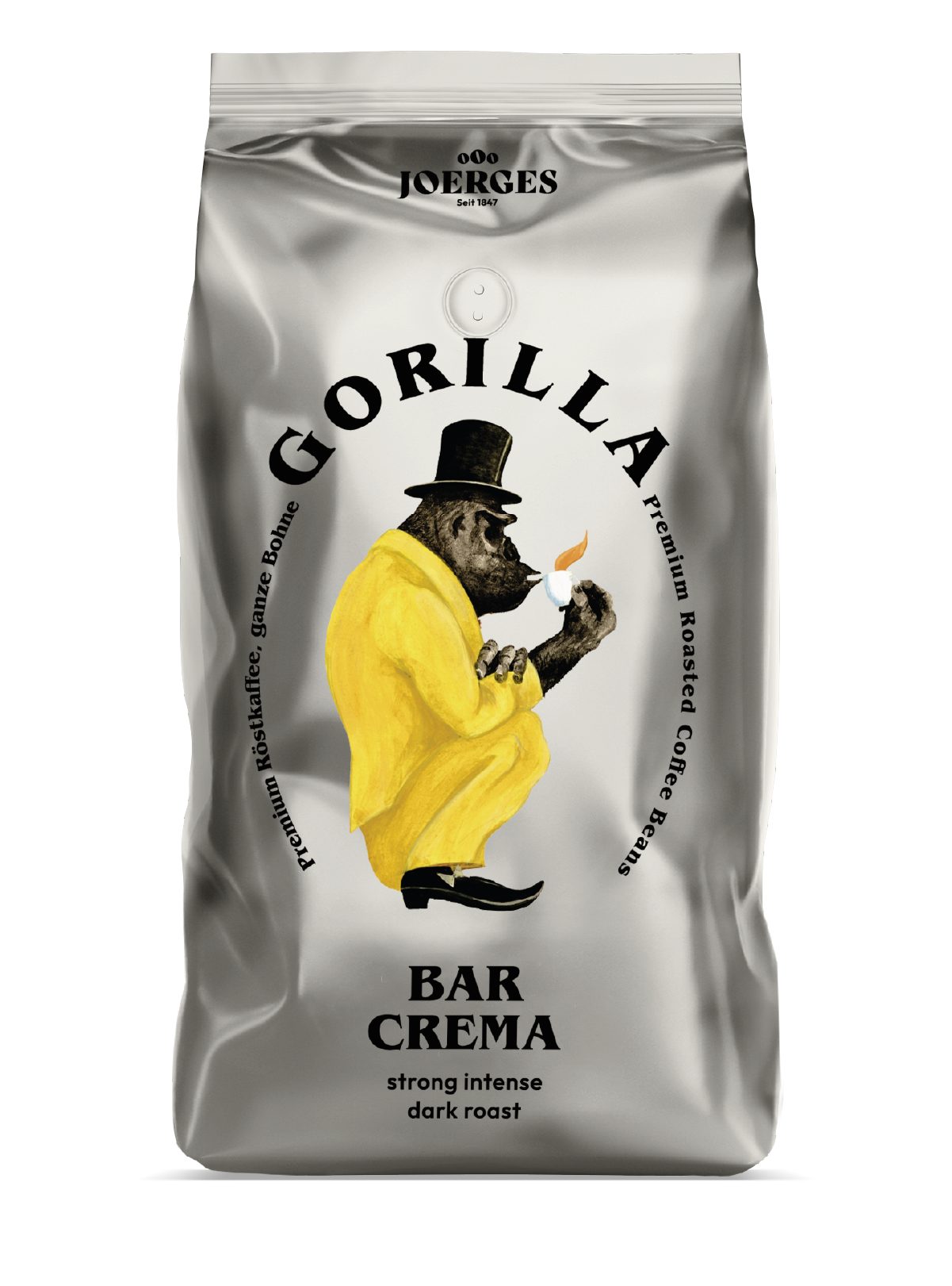 Gorilla Kaffee Gorilla Bar Crema, 1 kg, geröstete Kaffeebohnen, silber, geröstete Kaffeebohnen