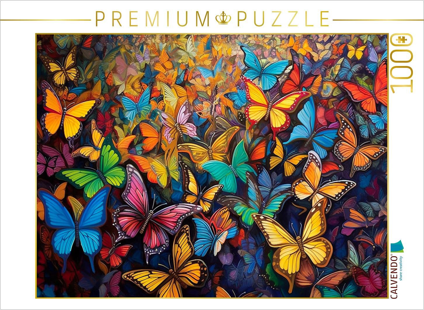 CALVENDO Puzzle CALVENDO Puzzle Wimmelbild - Kunterbuntes Treiben von Schmetterlingen, 1000 Puzzleteile