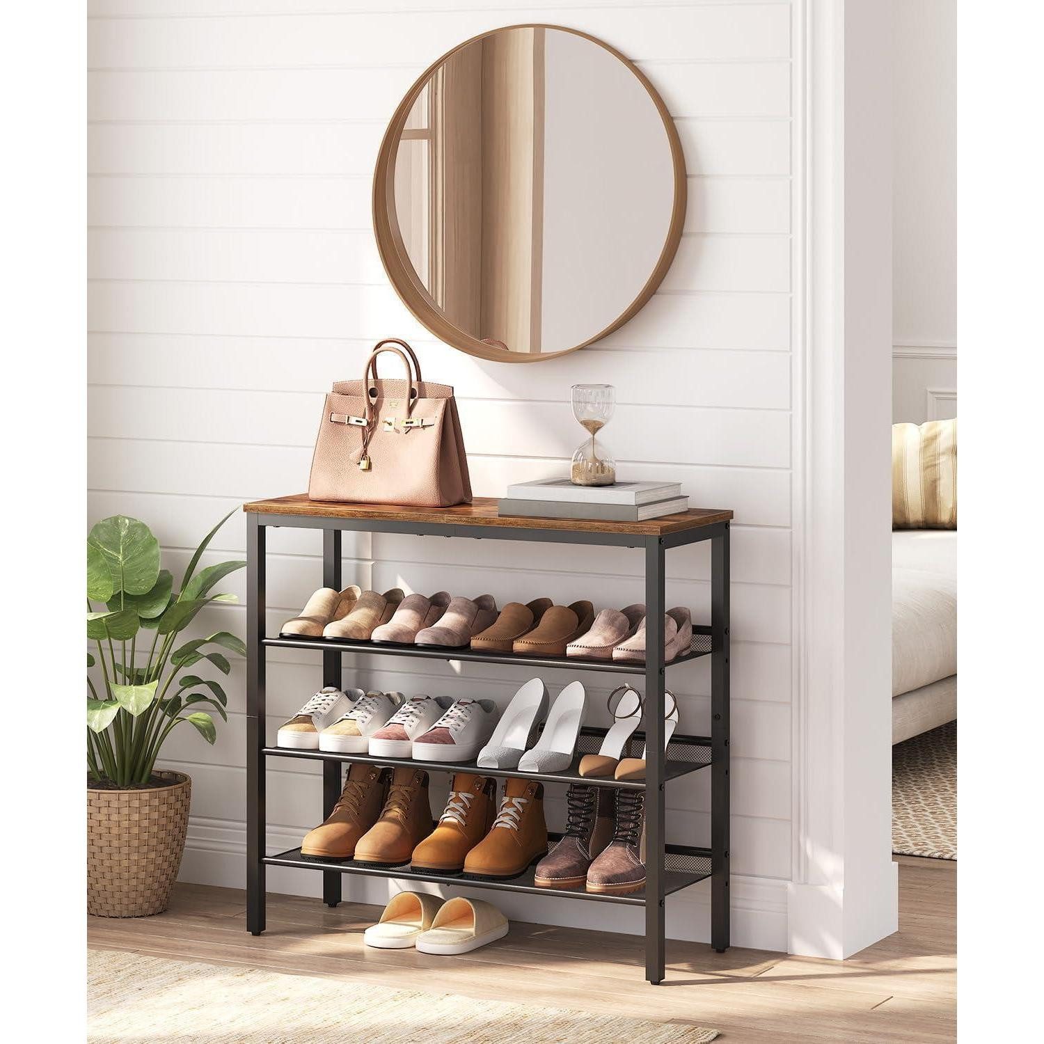 LuxusKollektion Schuhregal Schuhregal Schuhablage Dunkelbraun Schwarz 75 x 30 x 69 cm