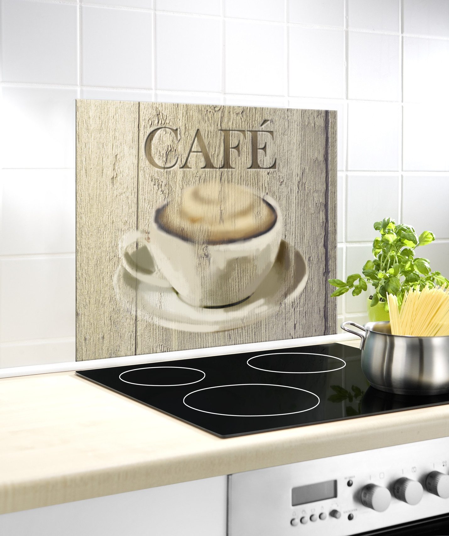 WENKO Spritzschutz Modell Café, Küchenrückwand für Herd oder Spüle, gehärtetes Glas