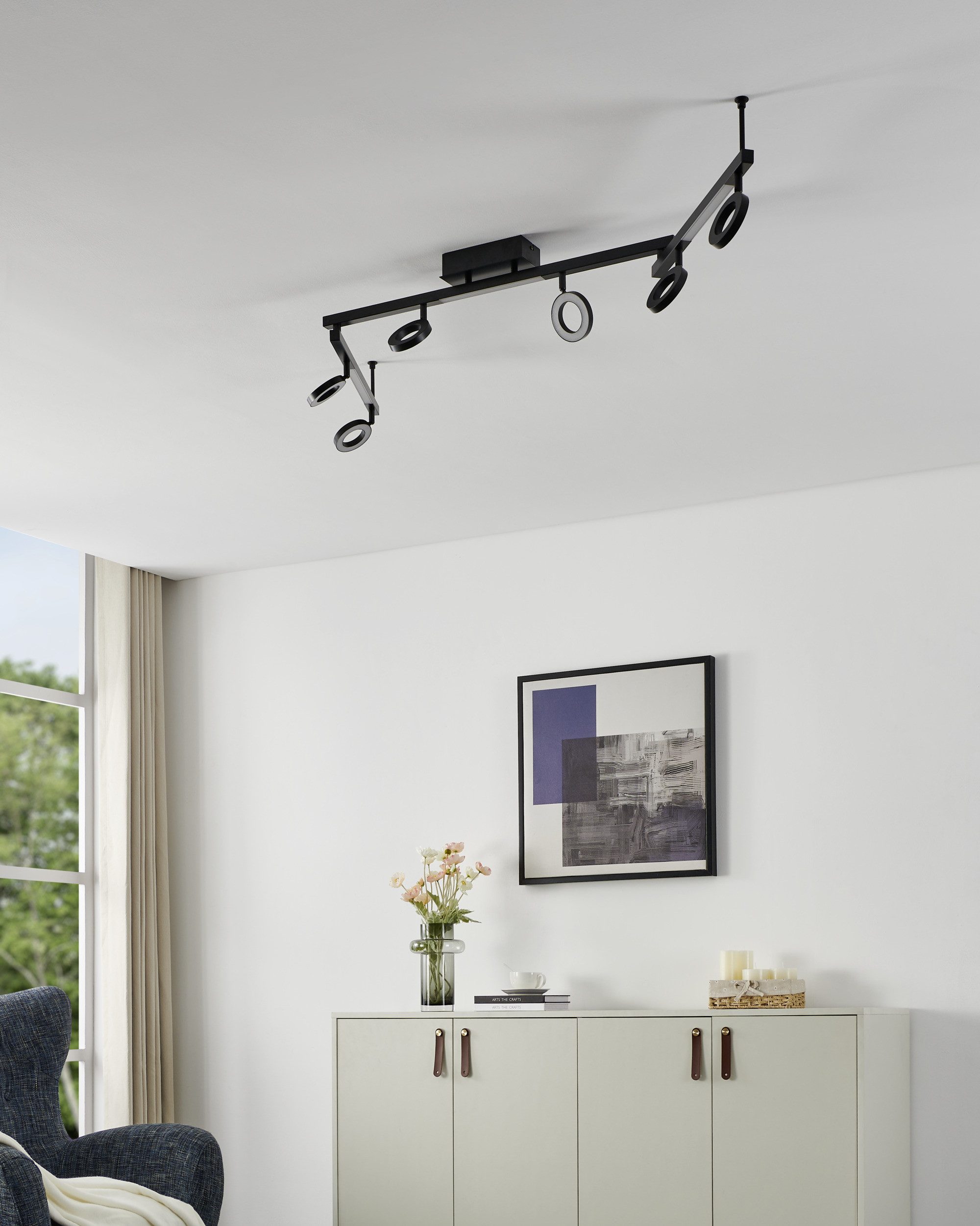 EGLO Deckenspot CARDILLIO 1 Spotlampe - Alu, Stahl - LED;LED - 6X3,2W;3X3,3W - IP20, LED fest integriert, Warmweiß, Wandleuchte, Wandspot, schwenkbar, Strahler, L158,5 x B8,5 x H19,5 cm