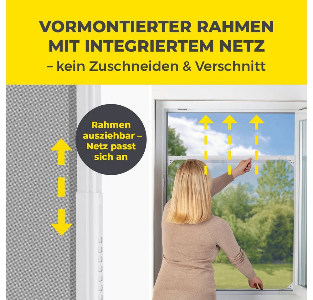 Thumbnail - EASYmaxx Insektenschutz-Fensterrahmen Insect Protect, Teleskop-Insektenschutzgitter, weiß, (4-St), Fliegengitter Fenste...