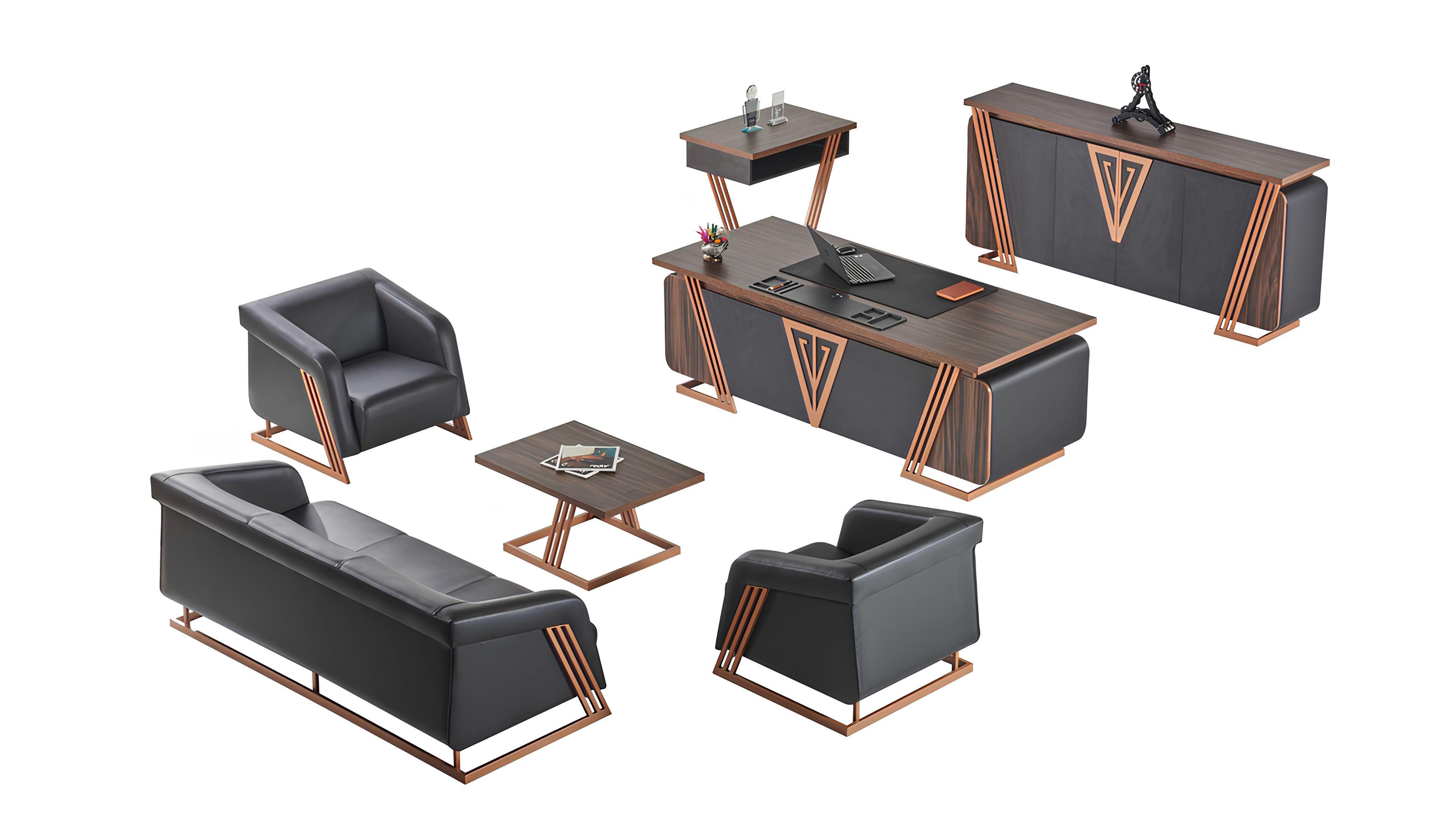 JVmoebel Büromöbel-Set Büroeinrichtung mit Schreibtisch, Sideboards und Sofa in Holzoptik, (Sideboard), Made in Europa