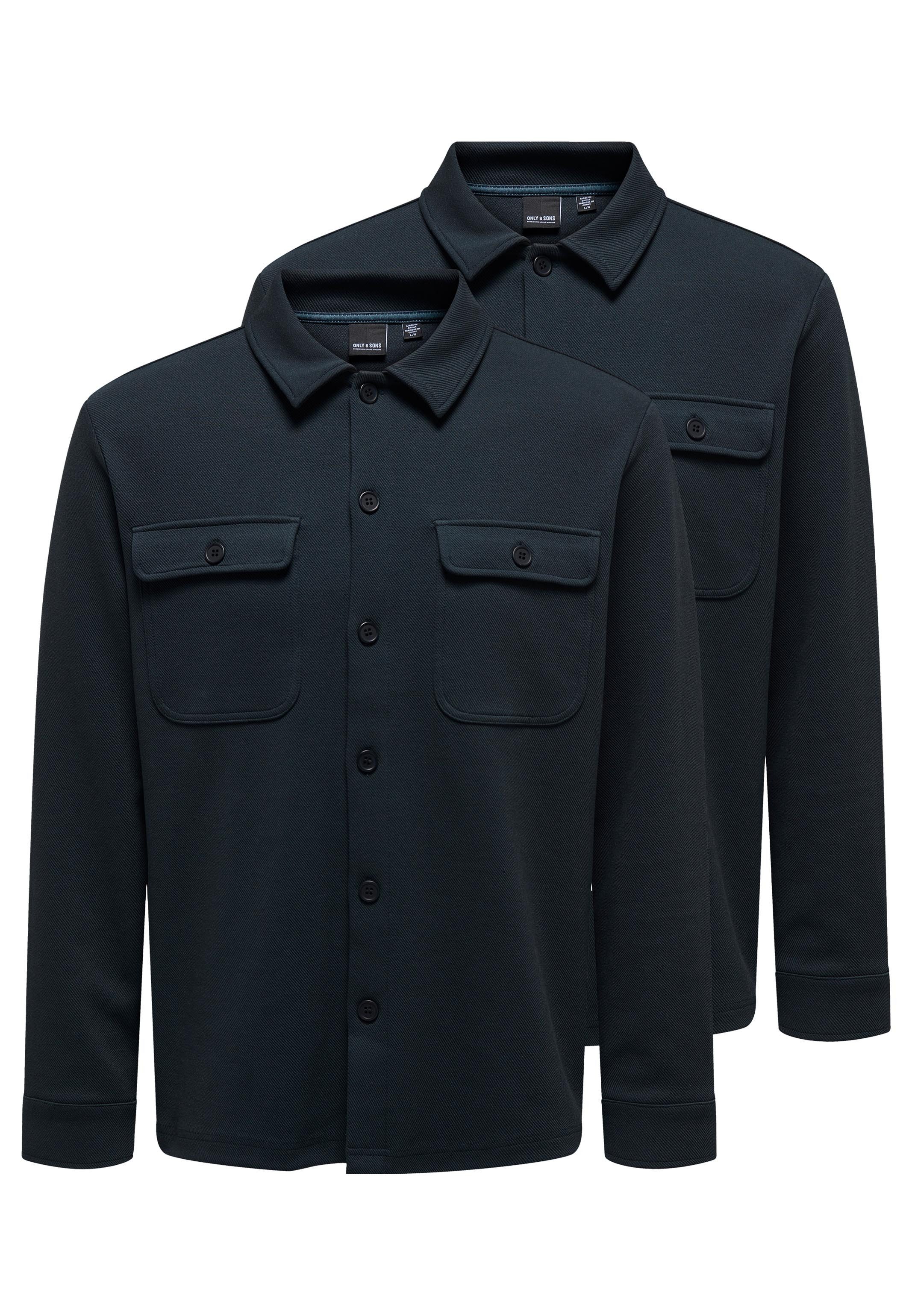 ONLY & SONS Hemdjacke 2er Pack Newkodyl (Spar-Set, 2-St) Hemdjacke / Overshirt - Blickdicht - Vielseitig kombinierbares Basic