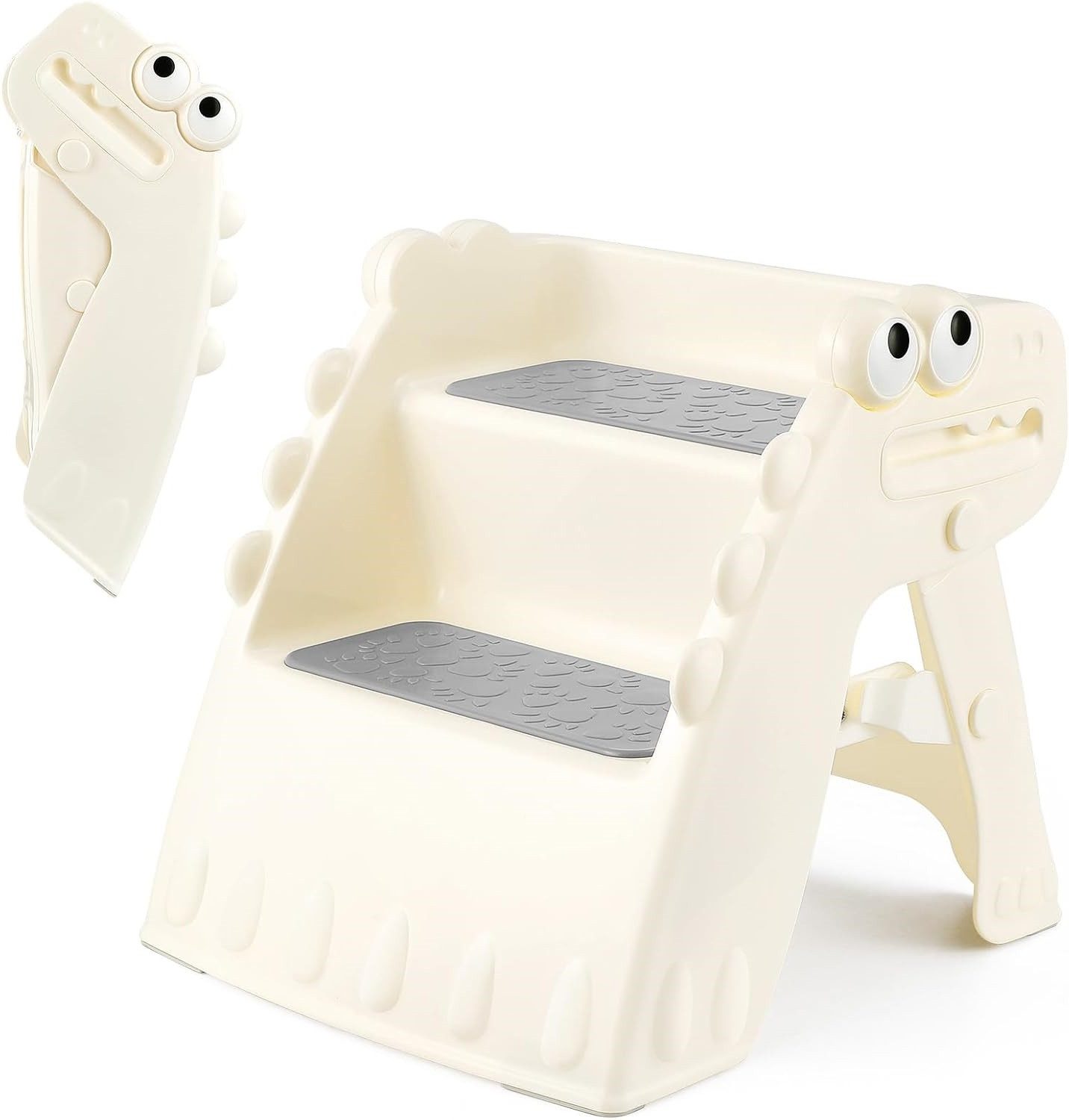 OUNUO Tritthocker Kleinkind-Hocker, 2-stufiger faltbarer Tritthocker