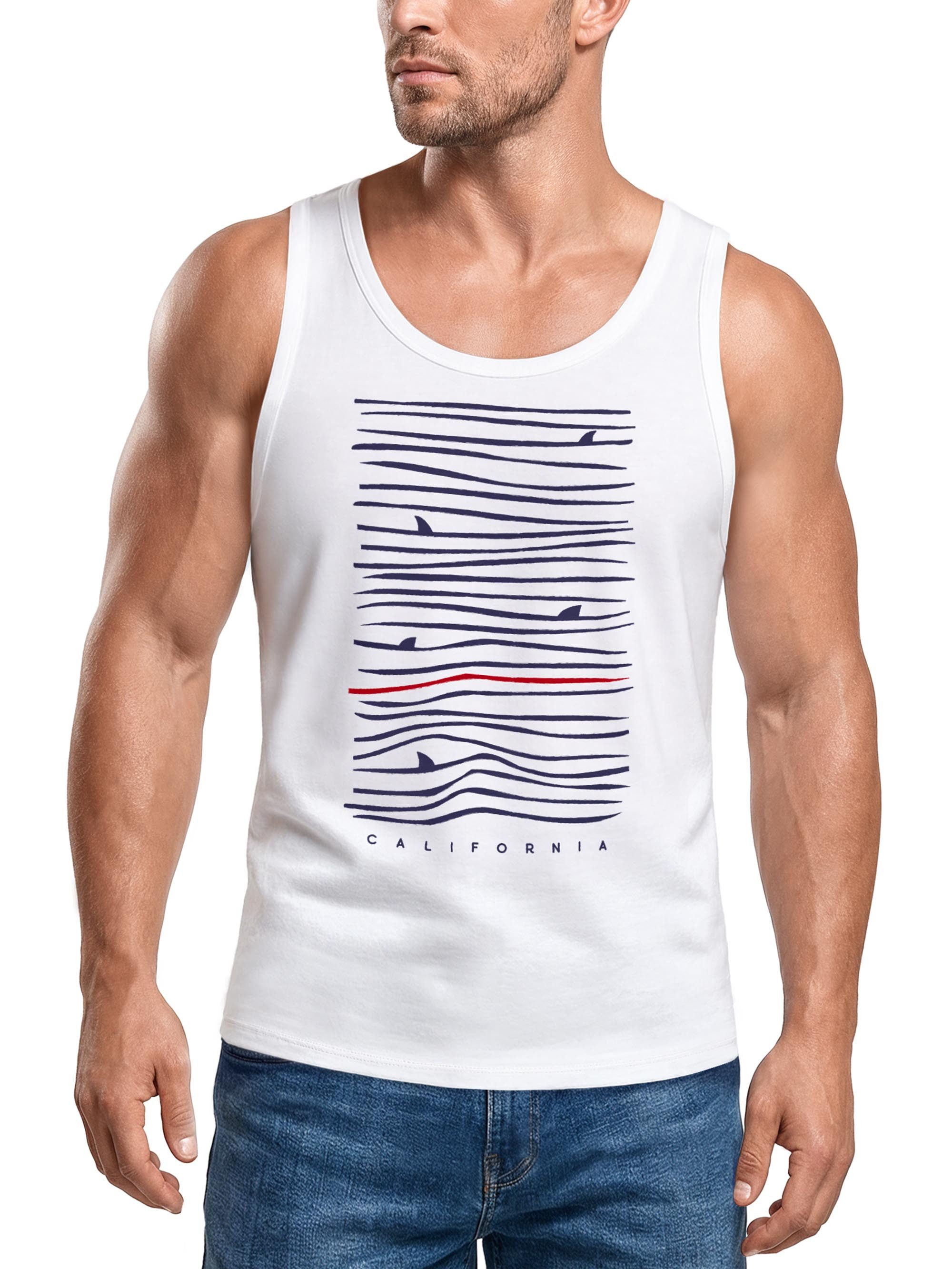 Neverless Tanktop Herren Tank-Top Frontprint Minimalismus Wellen Meer Aufdruck mit Print