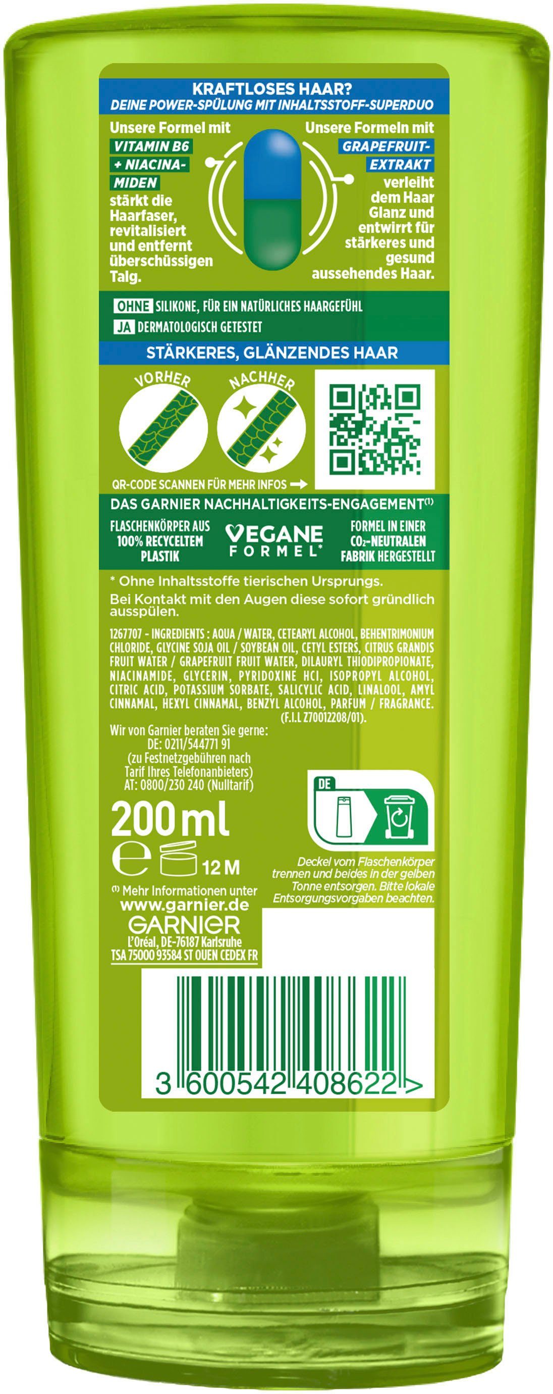 & Glanz Set, Garnier Spülung, Kraft 6-tlg. Haarspülung GARNIER Fructis