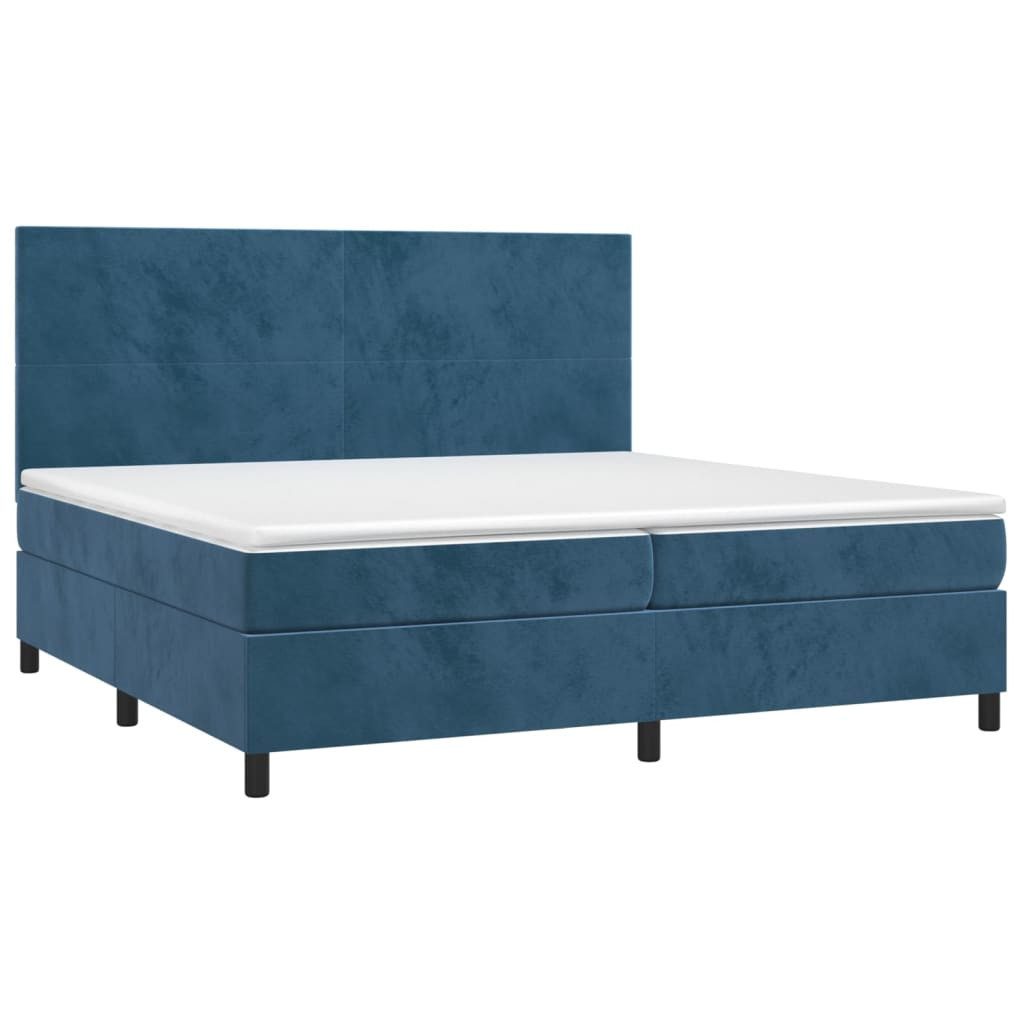 vidaXL Bett Boxspringbett mit Matratze & LED Dunkelblau 200x200 cm Samt