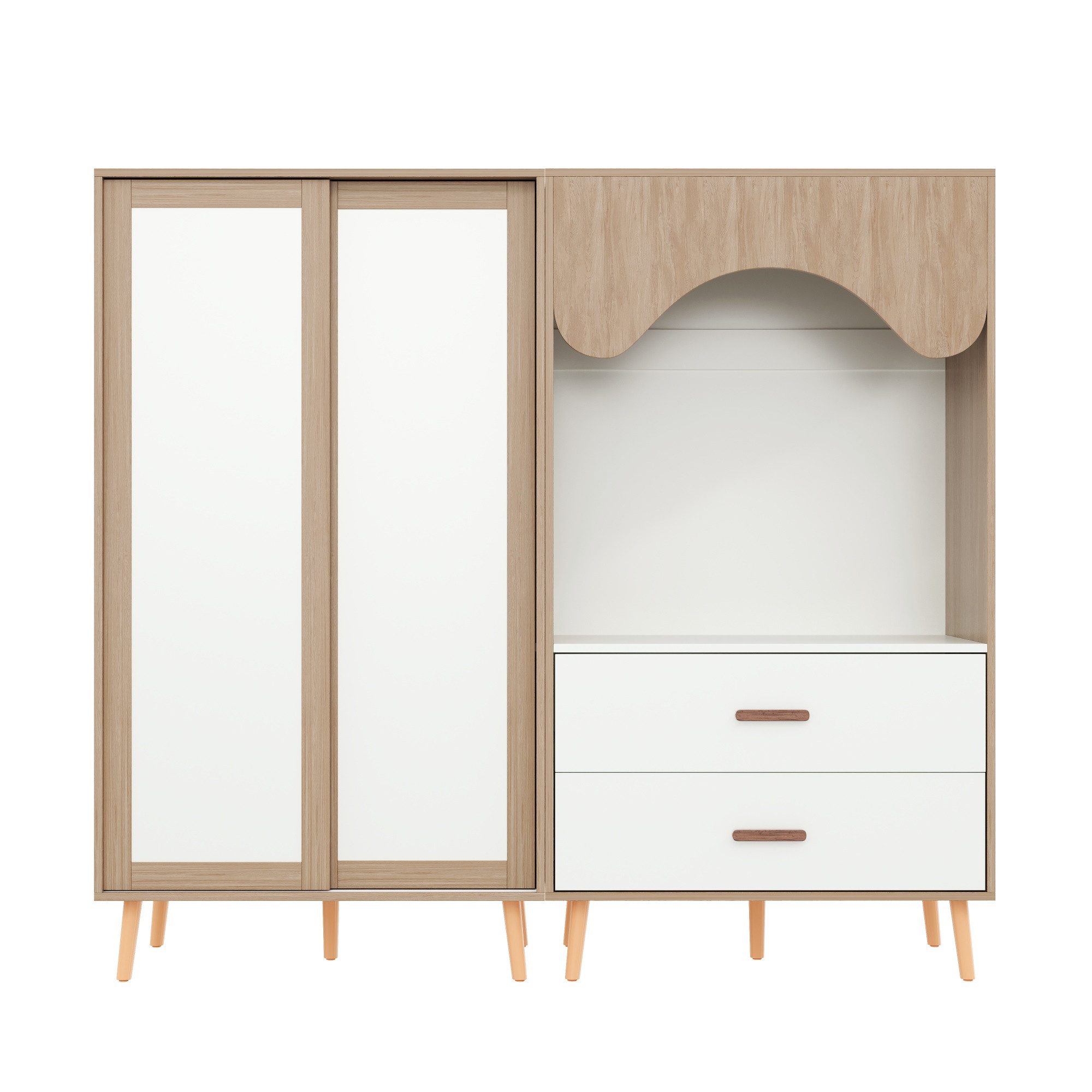 Fine Life Pro Kleiderschrank Kindergarderobe-Set: Schiebetür + Offene Garderobe 80×46×141,5 cm